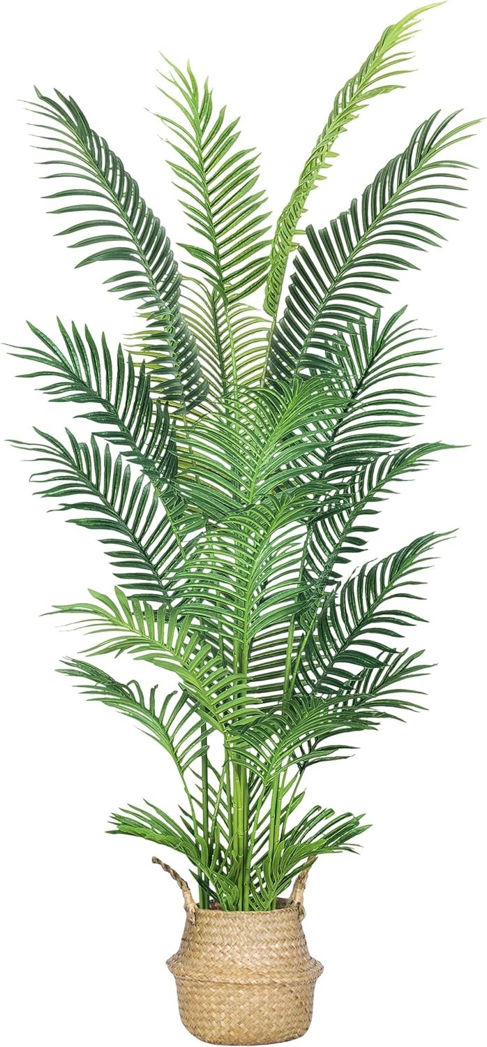 6FT Artificial Palm Tree with Real Touch Leaves and Adjustable