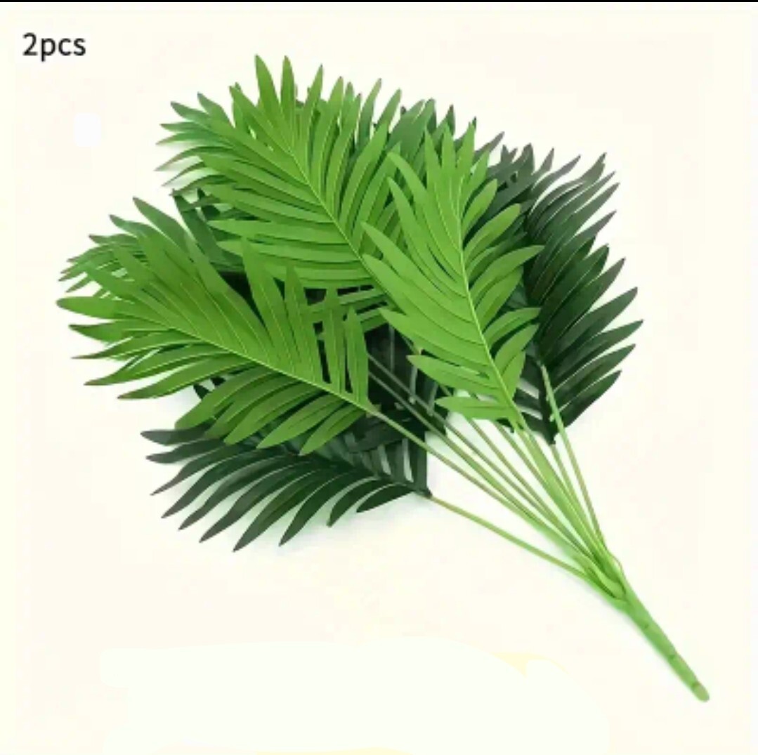 2 Packs of Large Artificial Palm Leaves, 2pcs | Realistic Tropical Faux Greenery