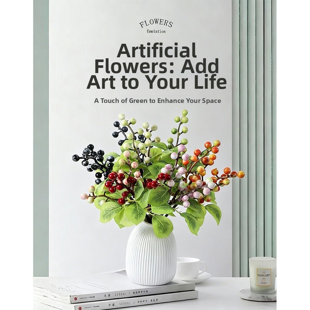 Artificial Olive with Green Pink White Red Orange Black Berries