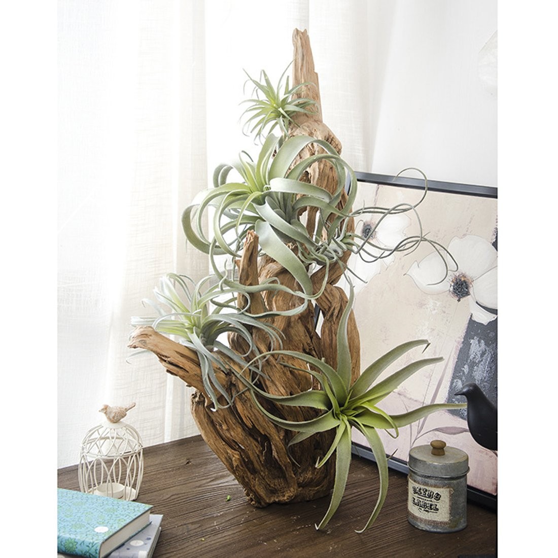 5PCS Artificial Flocking Tillandsia Plants Faux Succulents Bromeliads for Ind…