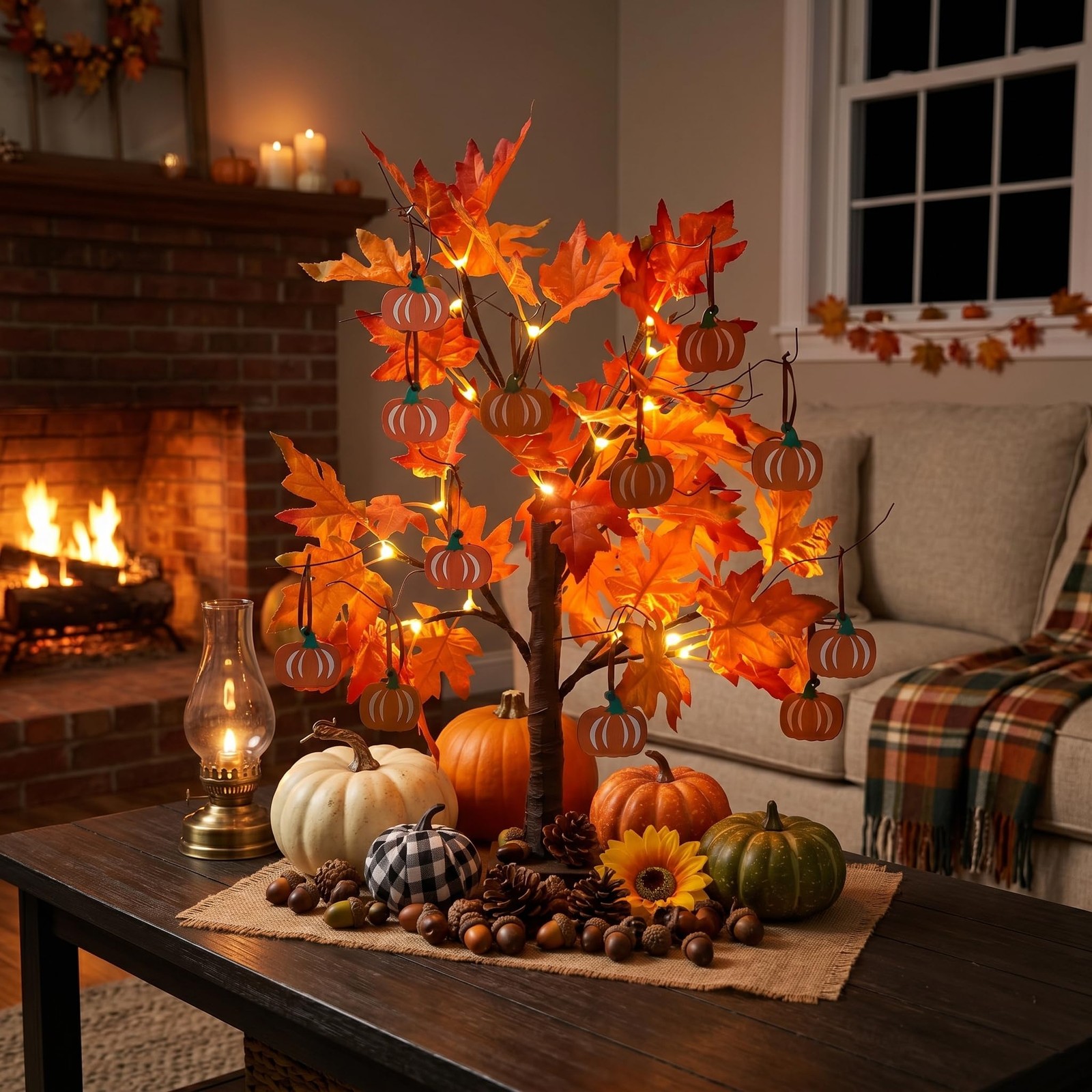 Fall Decorations for Home, Thanksgiving Decorations, 24”2FT Lighted Maple Lea…