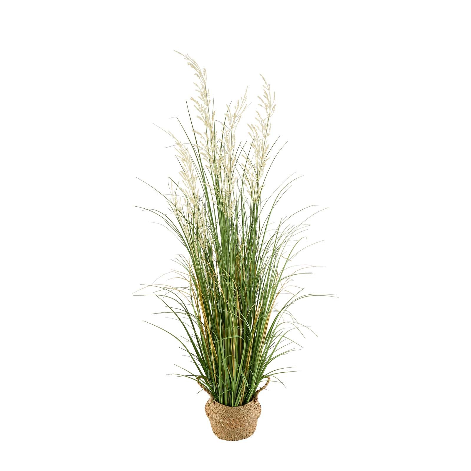 Uimoso Artificial Grass Plant 47-Inch Reed Flower Grass in Pot, Green, 1 Pack