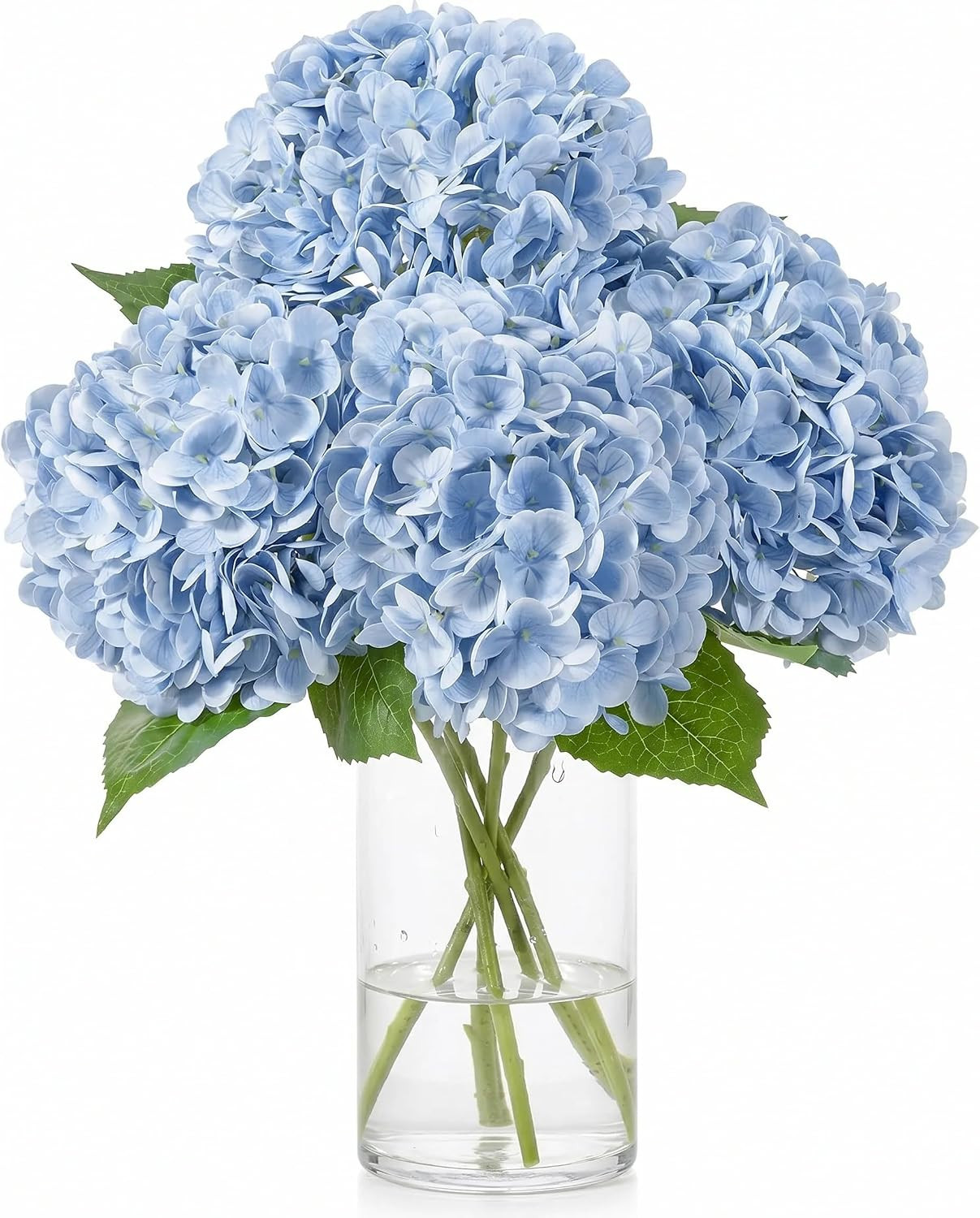Blue Real Touch Hydrangea Flowers – 4 Pcs Large Faux Floral Décor