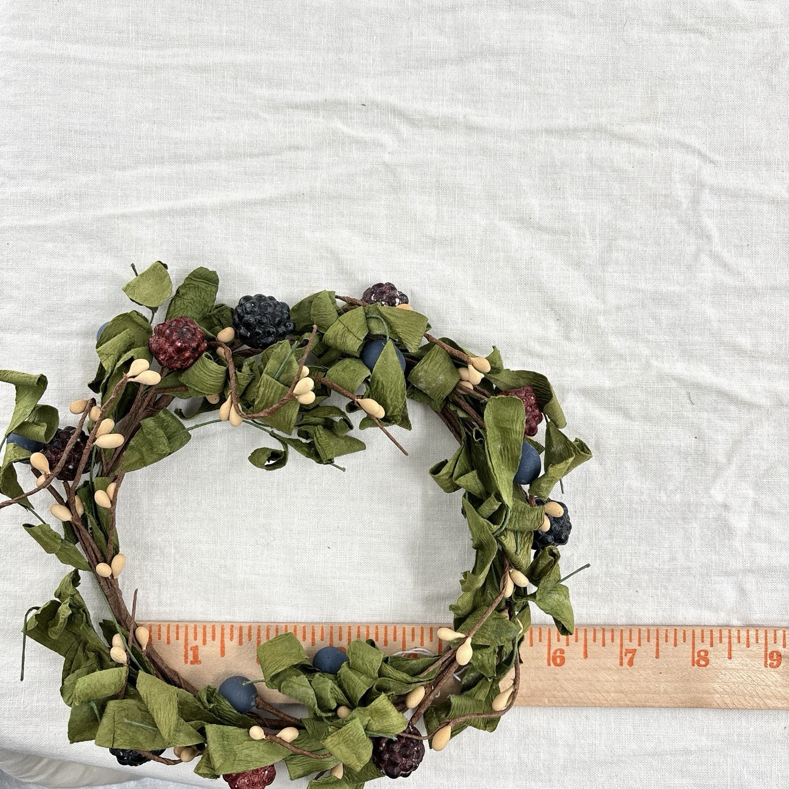 Blackberry Door Wreath Candle Ring Falling Leaves 6 inch Floral Decor