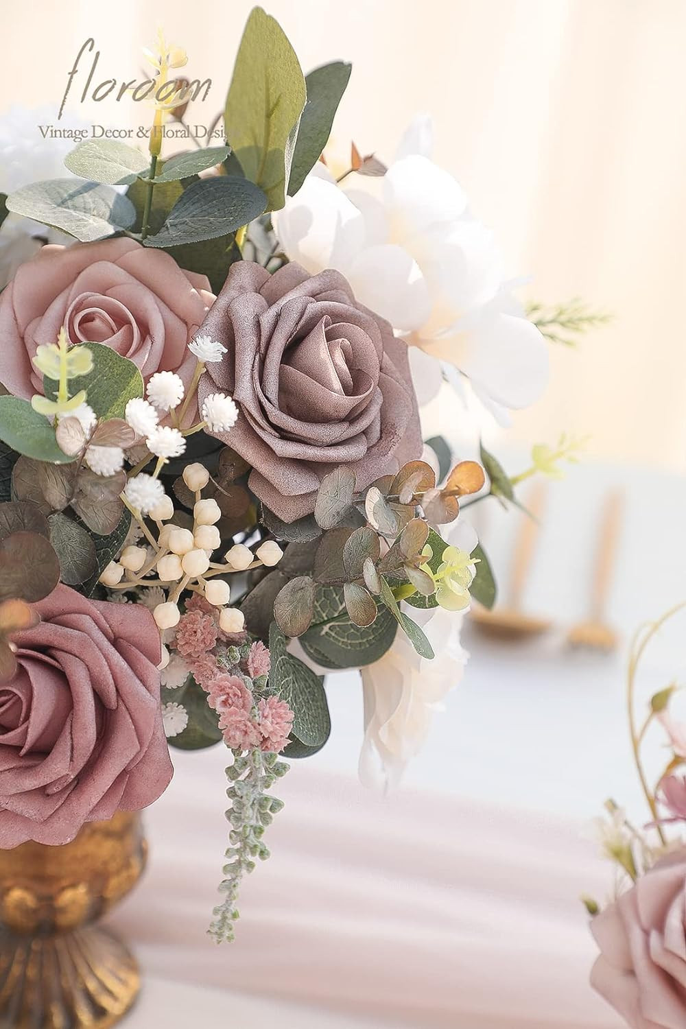 Artificial Flowers 25pcs Real Looking Dusty Rose Ombre Colors Foam Fake Roses wi