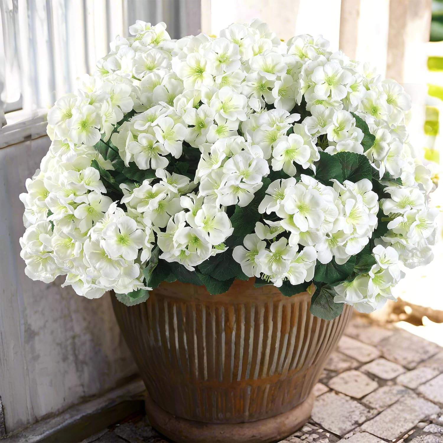 6 Pcs Artificial Geranium Flowers for Outdoors Geraniums Silk Flowers Outdoor UV