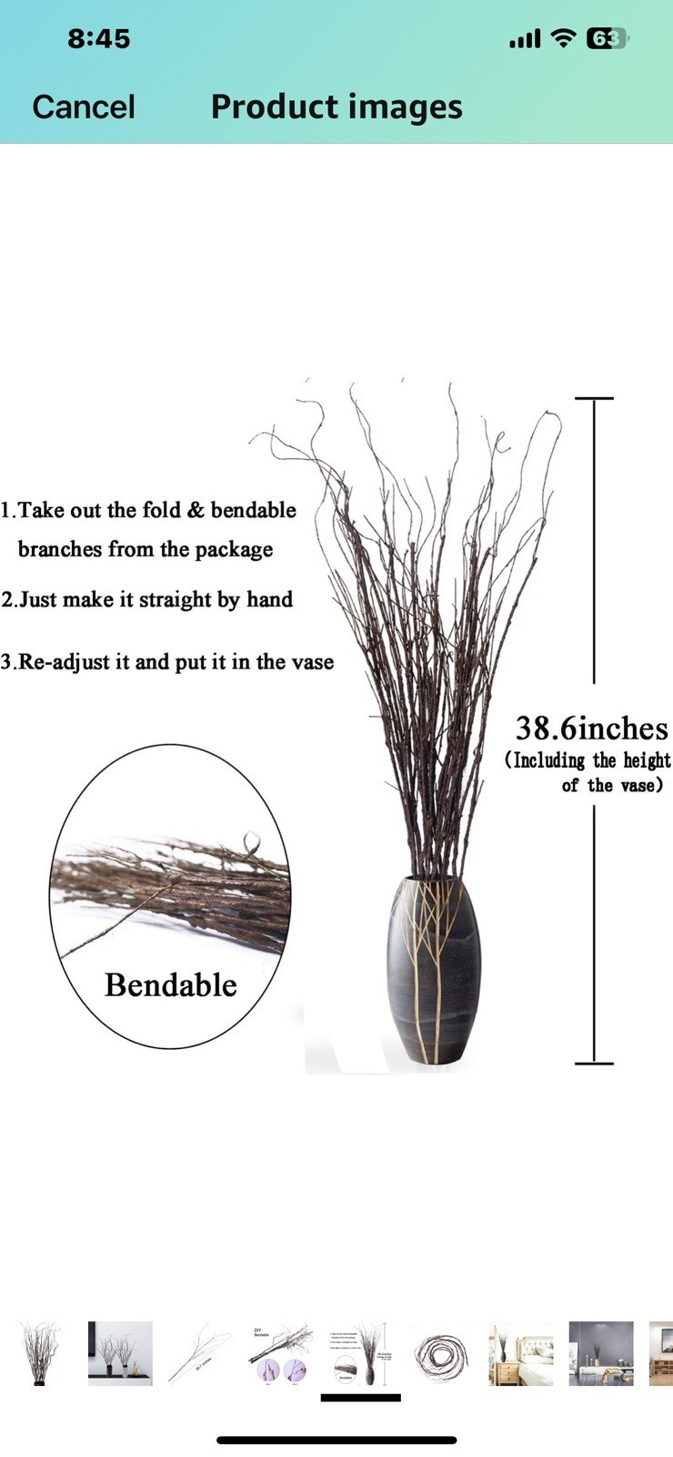 FEILIX 10PCS LIFELIKE CURLY WILLOW BRANCHES DECORATIVE DRIED TWIGS – BROWN