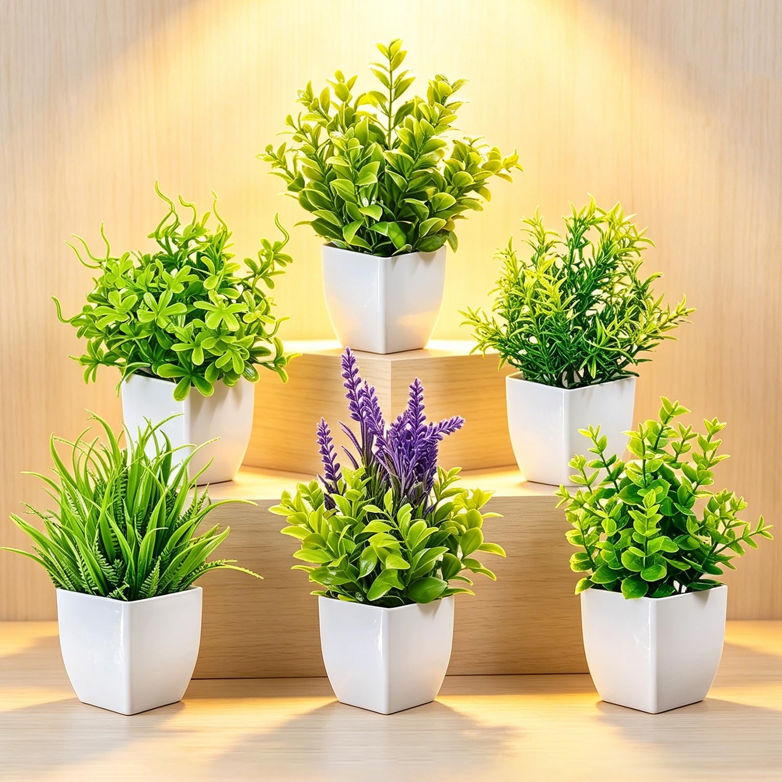 6 Pack Small Fake Plants in Pots Mini Artificial Indoor Plants for Bathroom, …