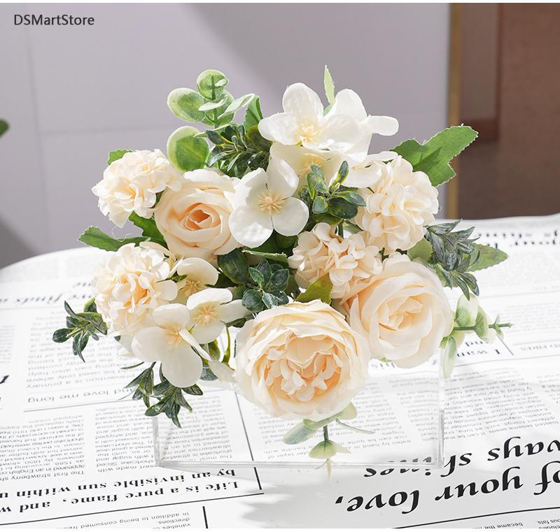 7-head Silk Peony Rose & Hydrangea Bouquet – Elegant Decor for Home & Events