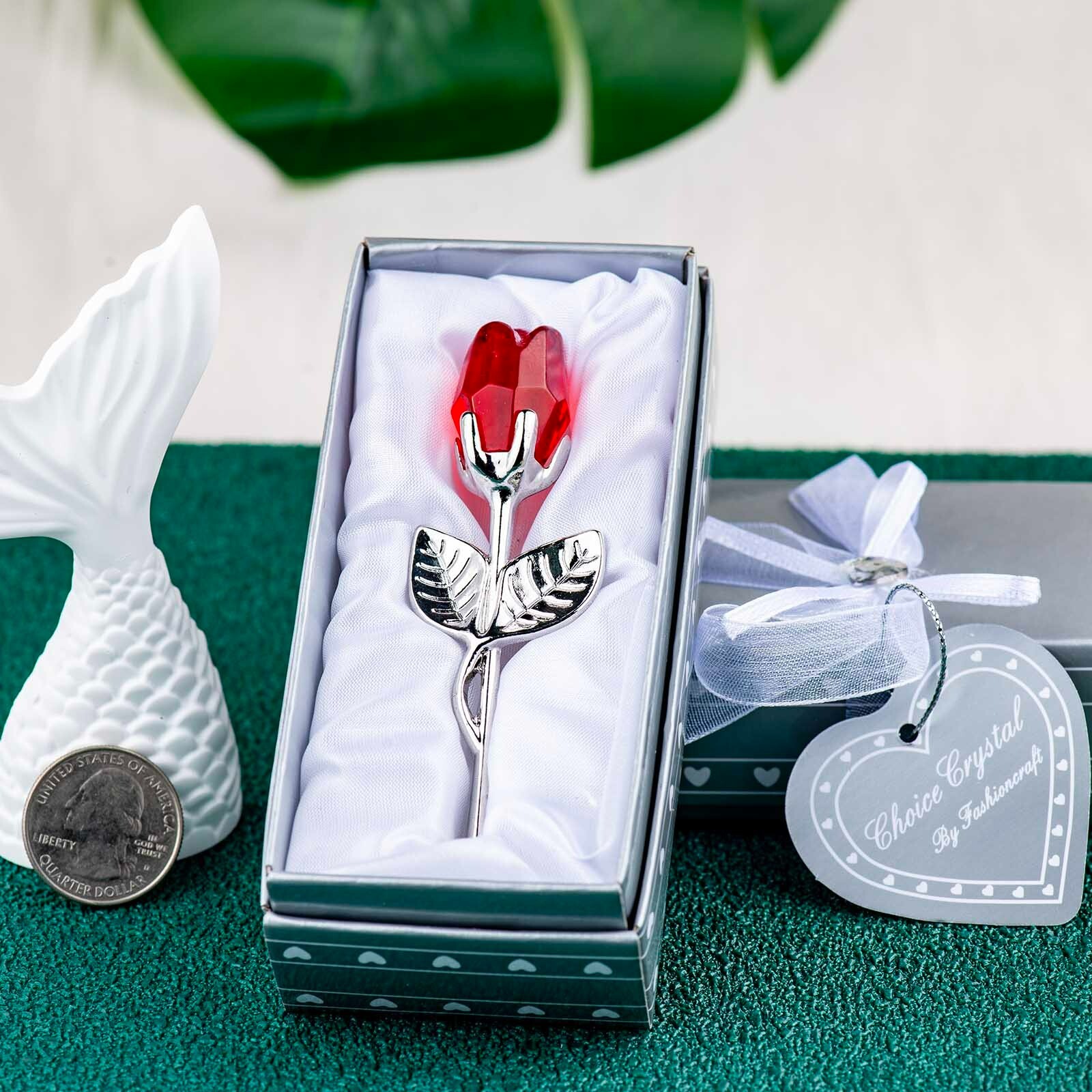 Crystal Rose Eternal Flower Figurine Gift for Women on Birthday, Mother’s Day..