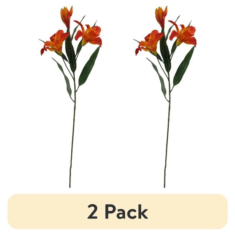 2 Pack 31″ Artificial Orange Tiger Lily Flower Stem Indoor Decoration