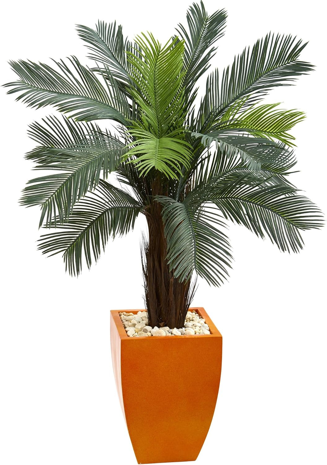 4.5Ft UV Resistant Cycas Artificial Tree in Stylish Orange Planter