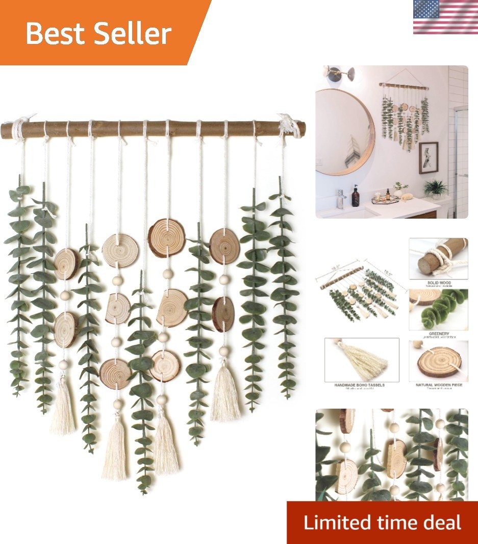 Sage Green Eucalyptus Wall Decor – Handcrafted Botanical Art on Wood Stick