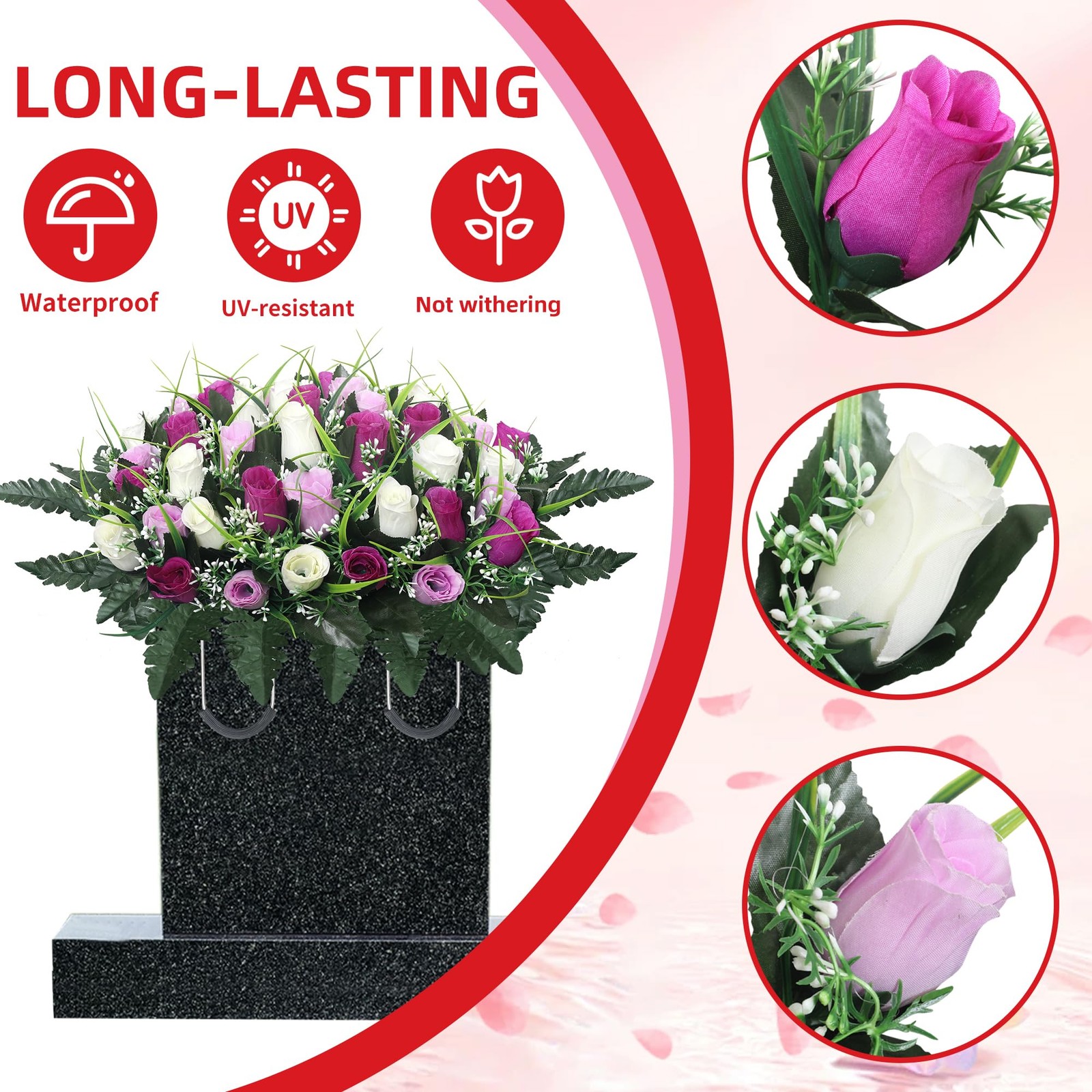 Cemetery Flowers for Grave,Headstone Flower Saddle,Flowers for Cemetery Grave