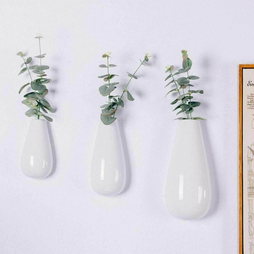 White Ceramic Hanging Planter f/Artificial Plants and Flowers Indoor Patio Decor