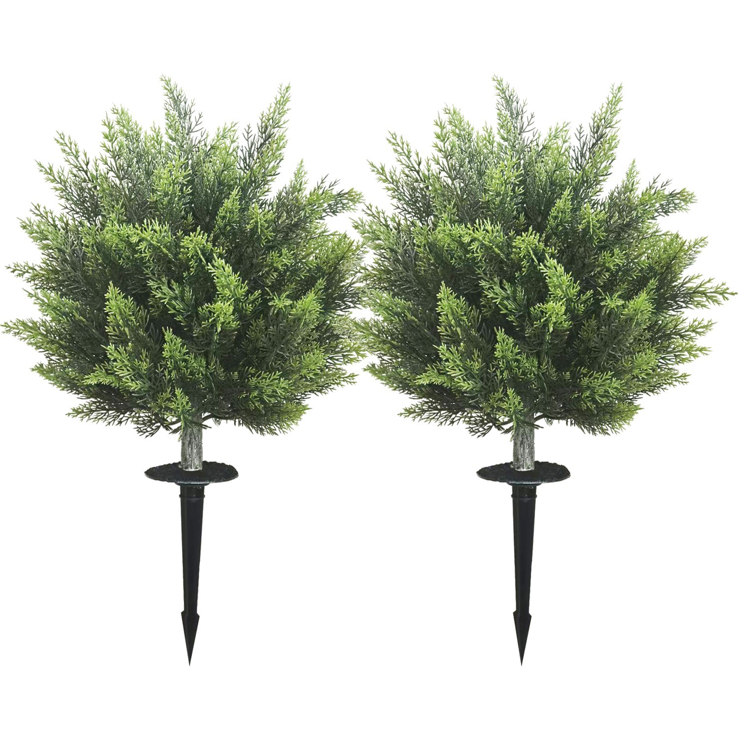 Lifelike 2Pcs50CM Artificial Cypress Plants with Ground Spike for Outdoor Garden