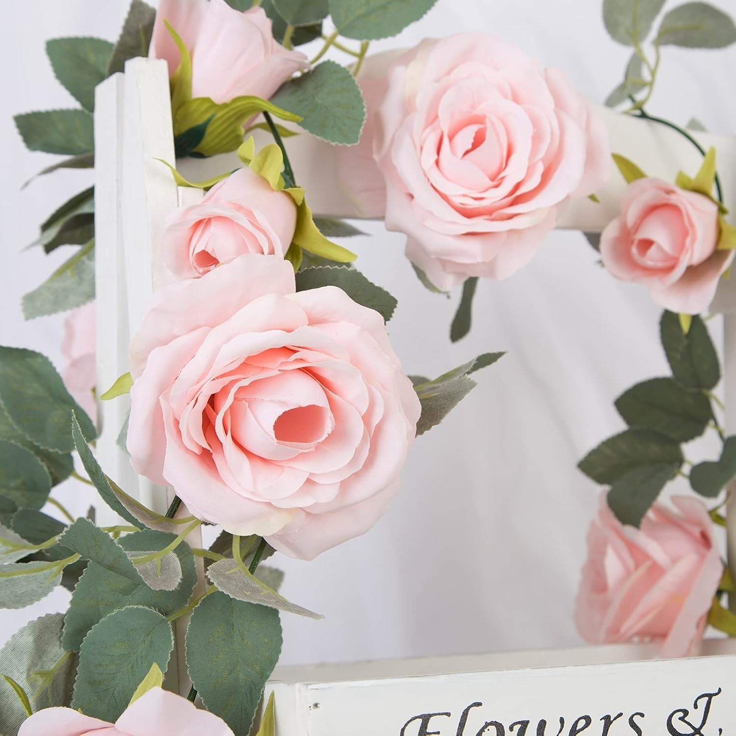 Guirnalda Flores Artificiales 4 Piezas 26 Pies Rosa Para Dormitorio Fiesta Boda.