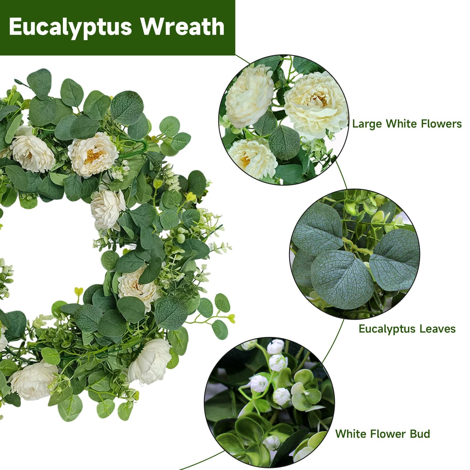 4 Packs 24FT Artificial Eucalyptus Flower Garland with White Camellias, Faux …