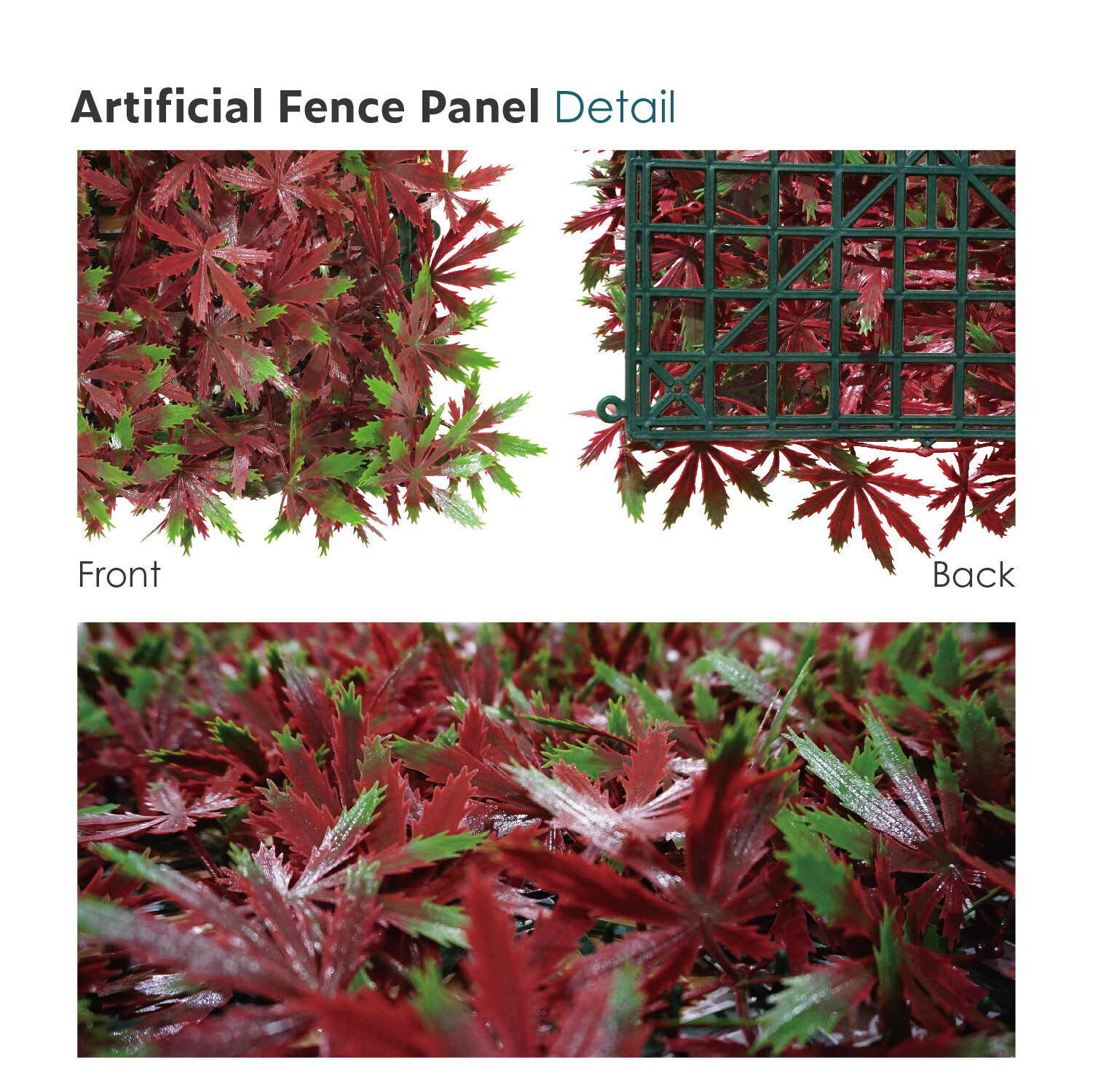 20″x20″ Artificial Red Maple Mat Faux Fence Panel Wall Decor Ficus Plant Hedge