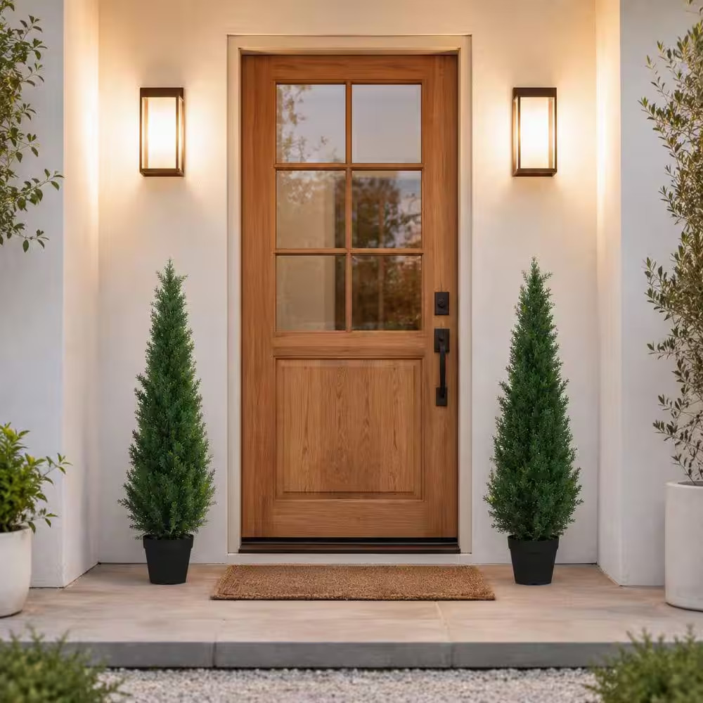 4 Ft. Artificial Indoor/Outdoor Topiary Cedar Tree, Fake Cypress Trees, Fake UV