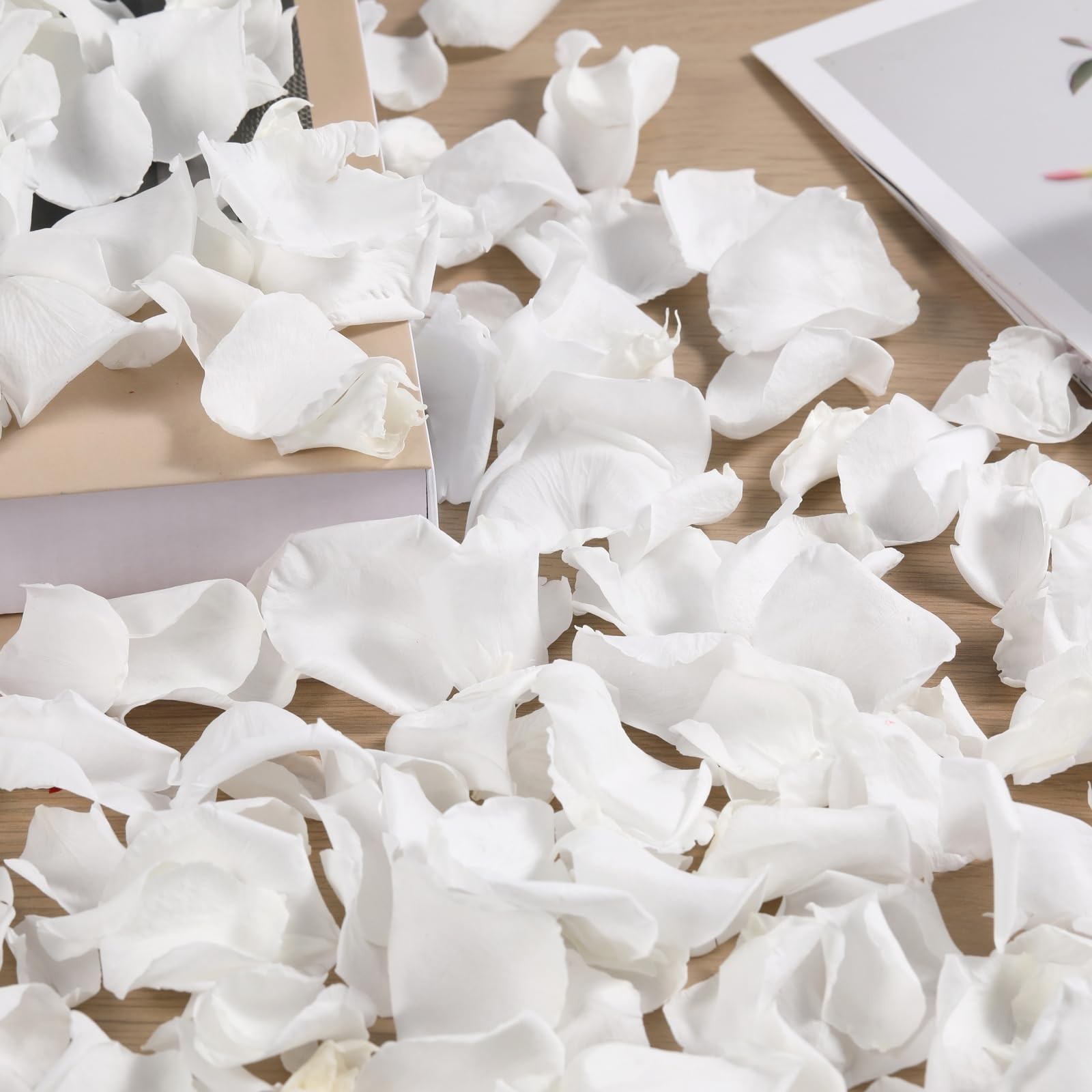 1.4oz White Dried Real Rose Petals, Natural Preserved, Wedding Confetti Decor