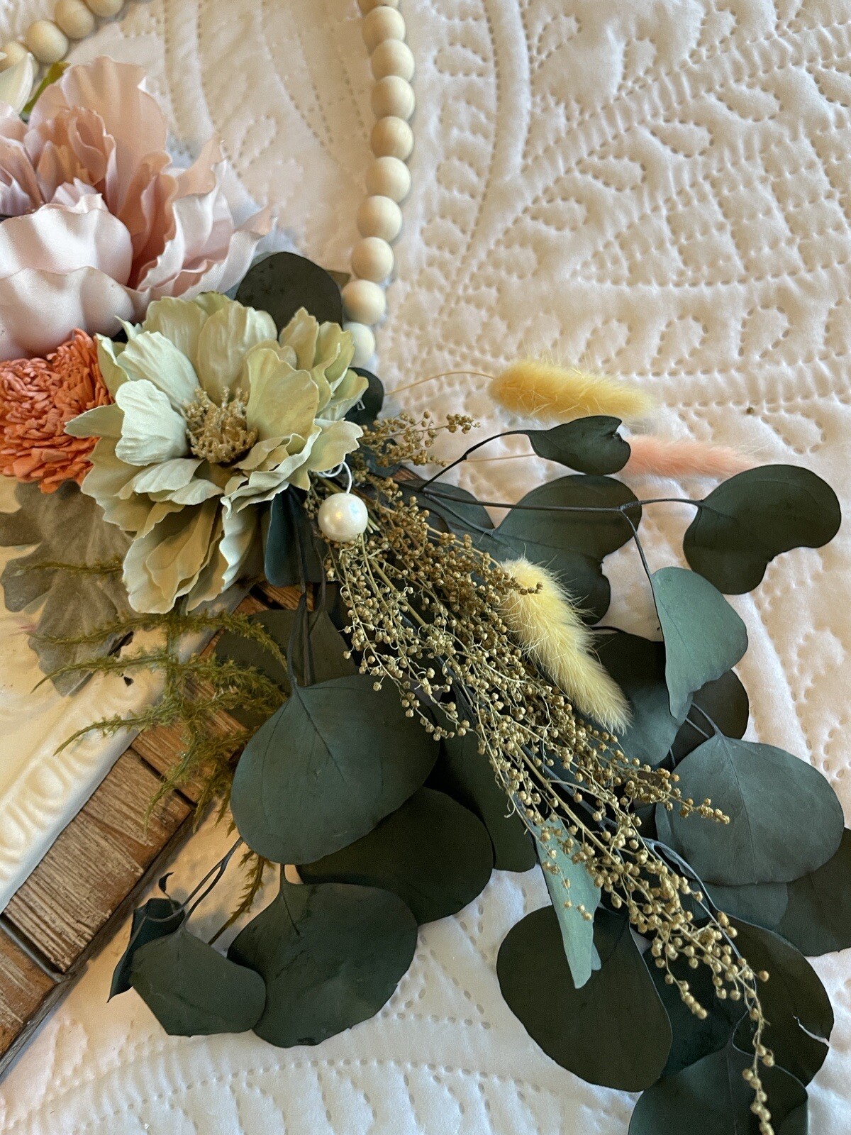 Metal plaque swag | Dried and artificial flower swag | Dried Flower wall decor