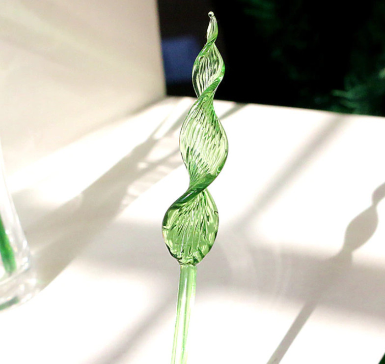 Luxe Handmade Colored Glass Flower Art Long Stem Floral Home Decor Romantic Gift