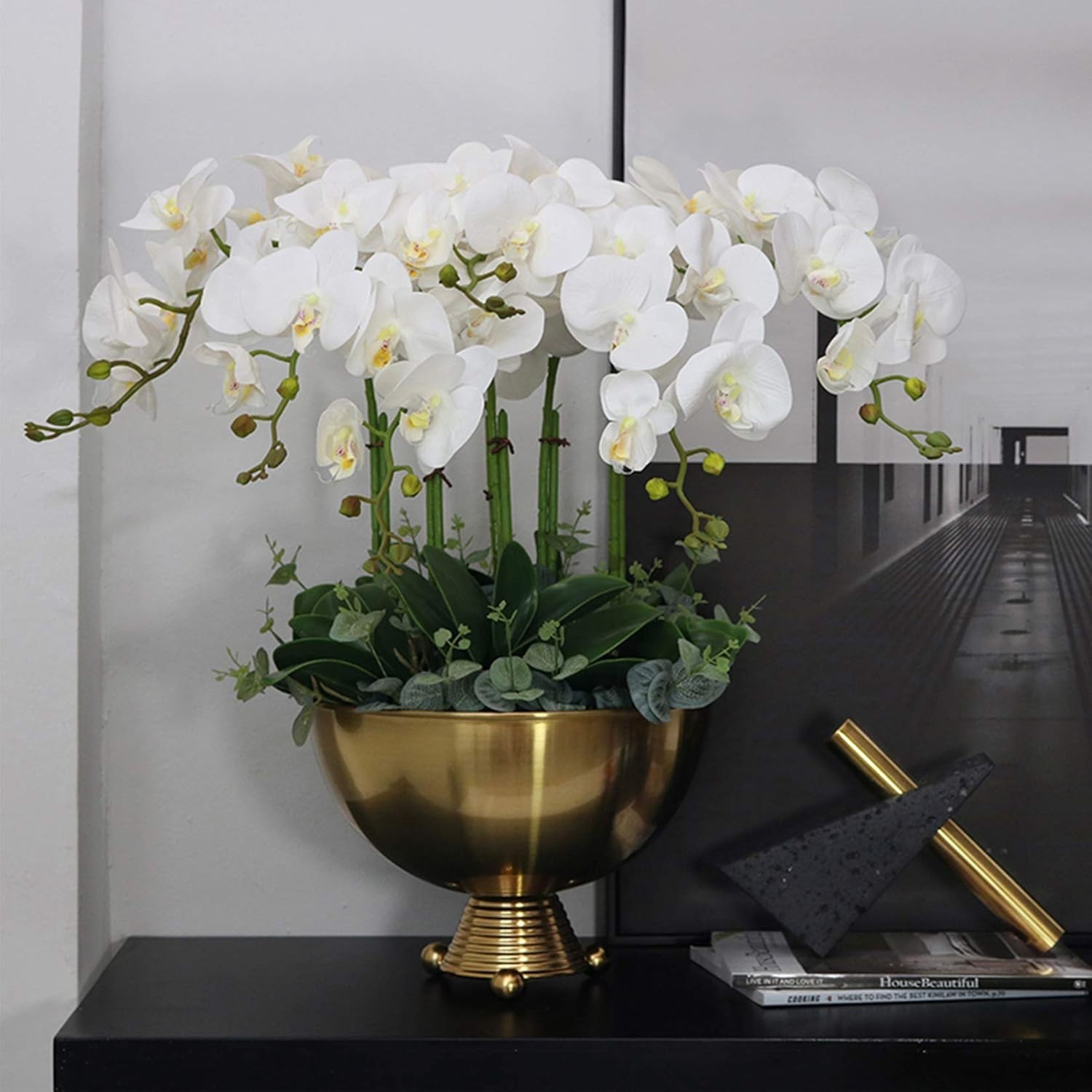Fagushome 32″ Artificial Phalaenopsis Flowers 6 Pcs Artificial Orchid Flowers St