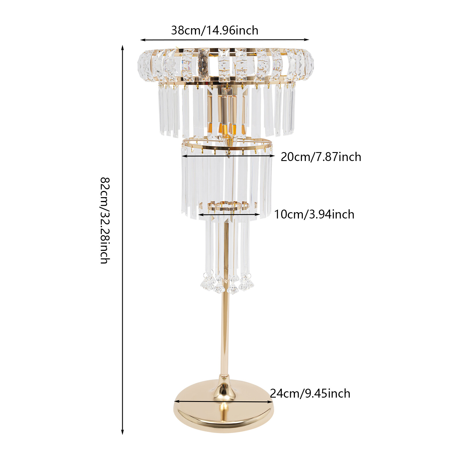 4 Tier Gold Flower Stand Wedding Party Flower Stand 2*LED Centerpiece Decor