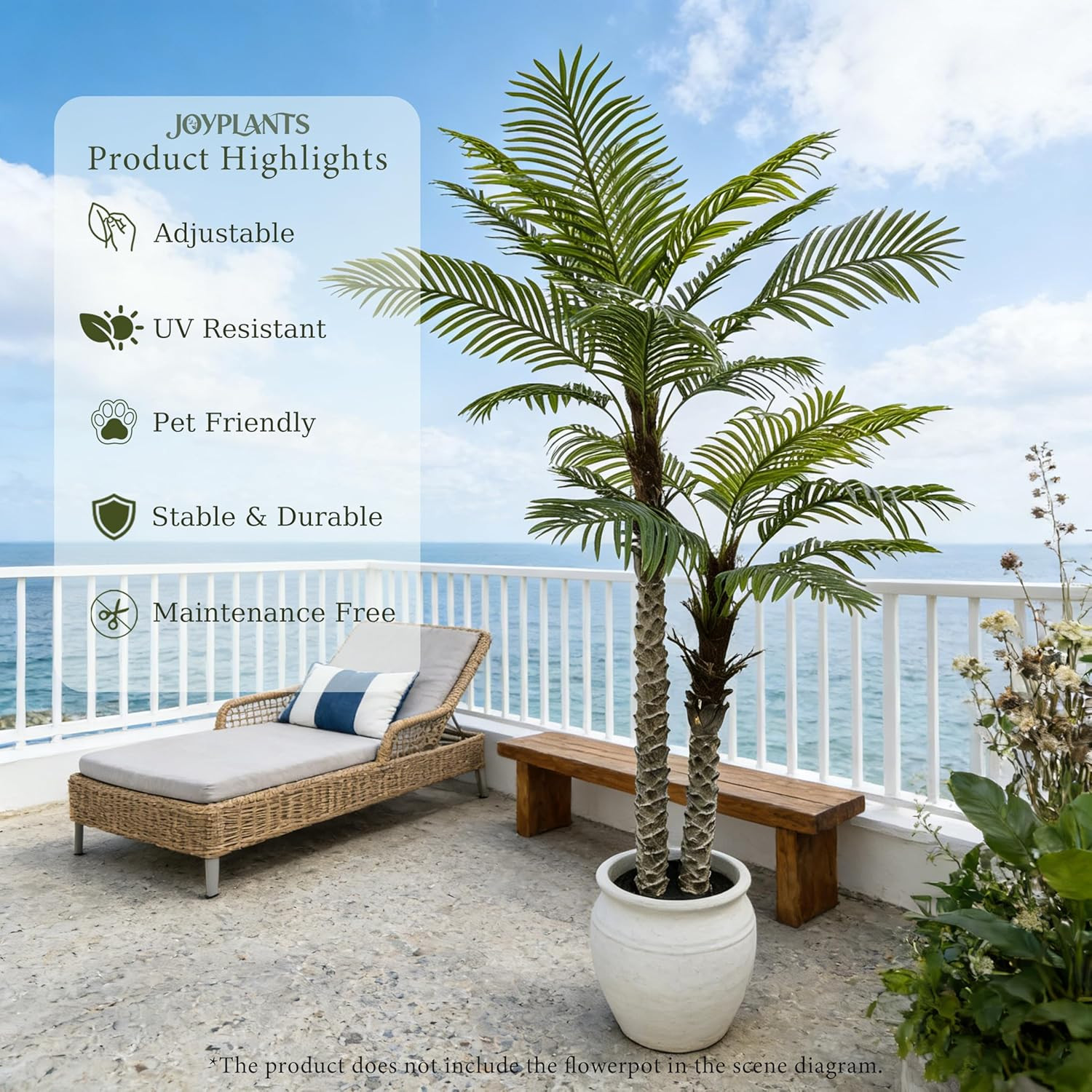 7FT Fake Palm Trees – 2 Pack UV Resistant Faux Silk Plants for Indoor/Outdoor De