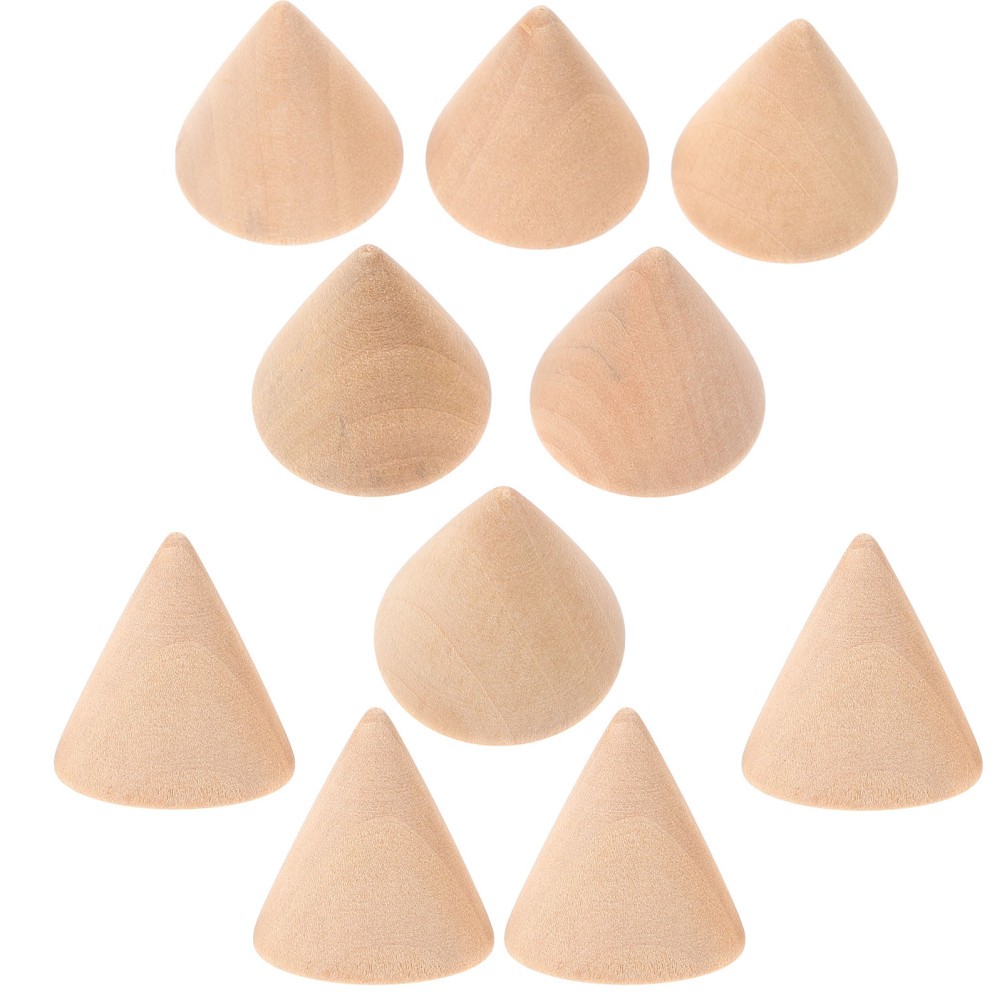 10pcs 3.1cm DIY Cone Unpainted Wooden Cone Shape Ornamnet Craft Accessories