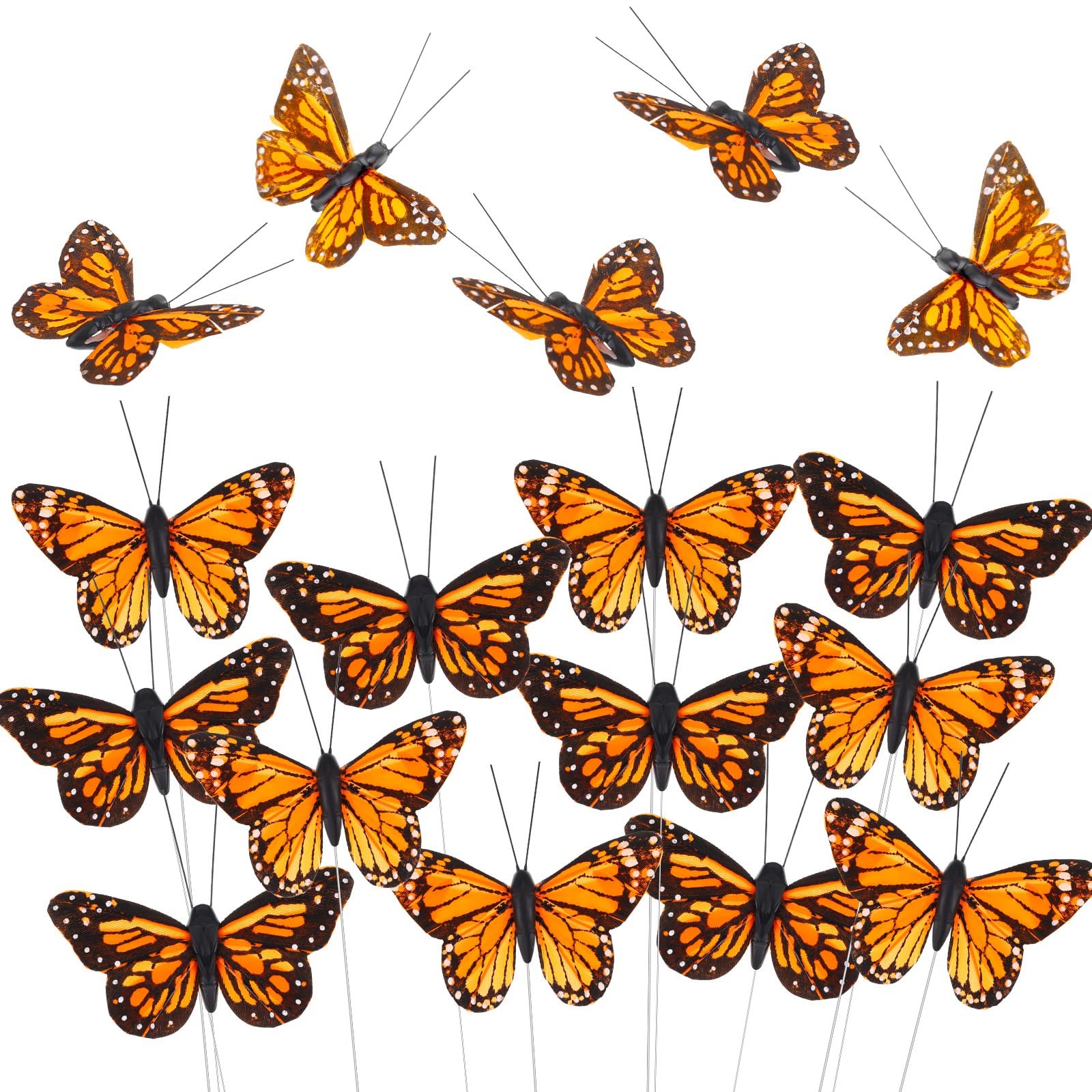 12 Set Artificial Butterflies Orange Crafts Decor