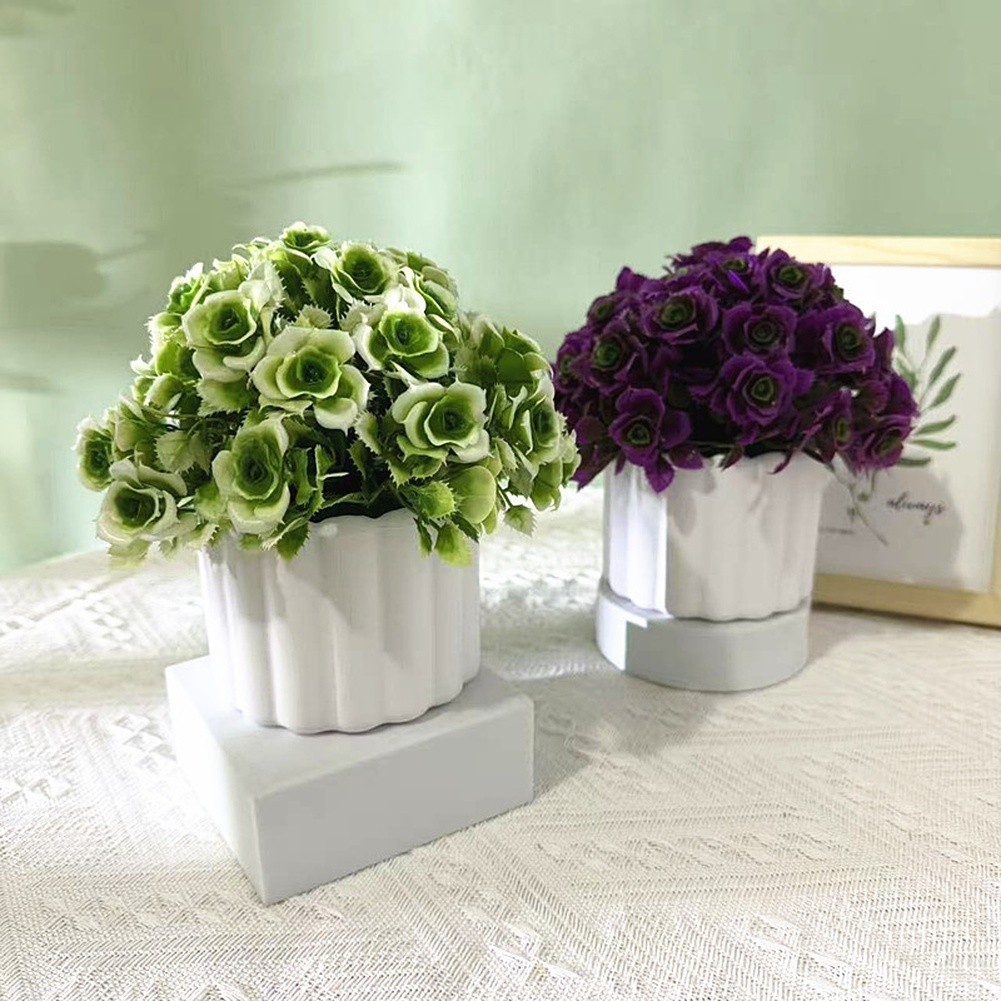 Artificial Bonsai Decor Plastic Rose Blossoms for Tabletop Desk Styling