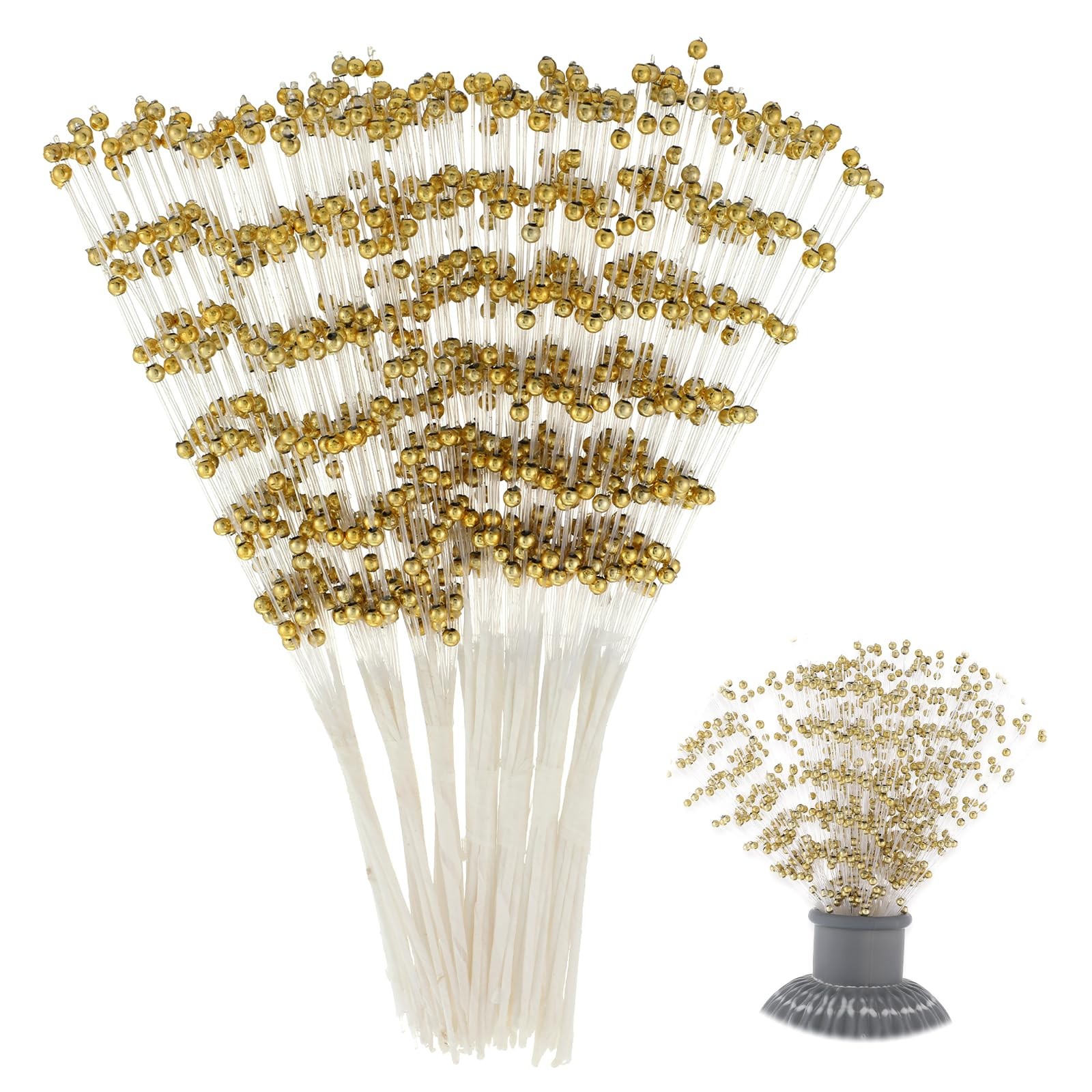 Bouquet 60 Pcs Pearl Floral Picks,Silver Flowers Stick Stems Bouquets,4mm Bea…