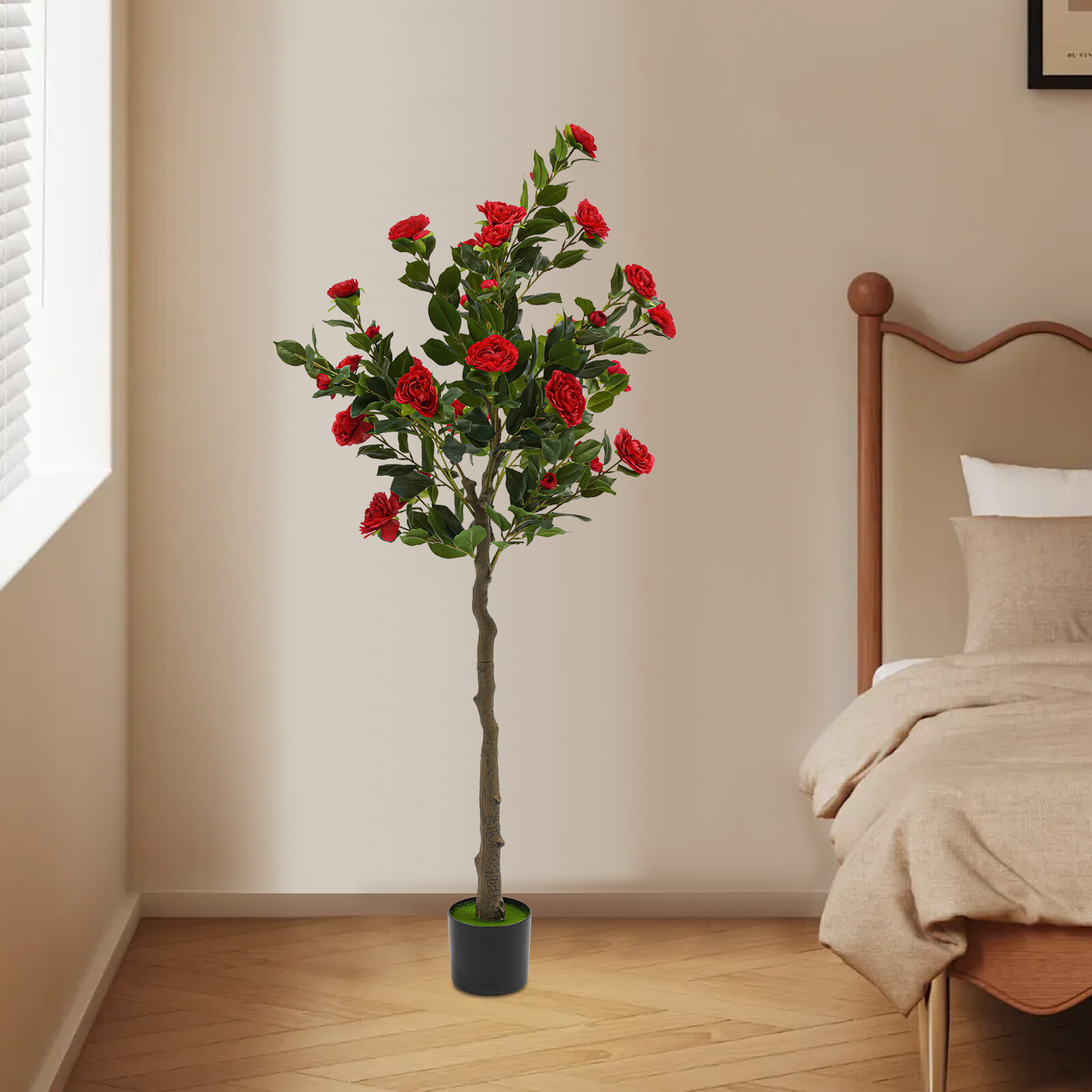59in Artificial Camellia Tree Modern Home Decor (indoor/outdoor). Retail $65.08