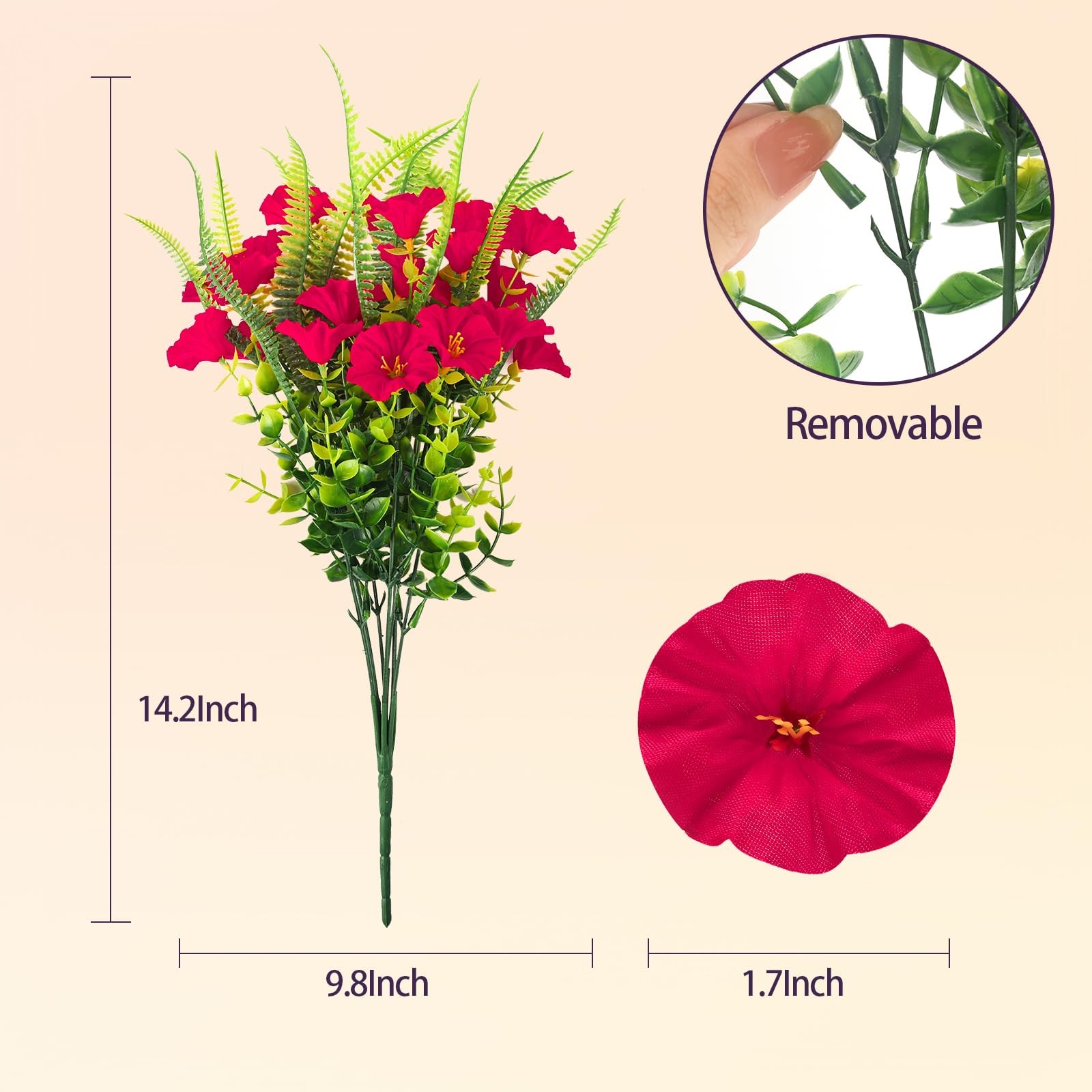 Artificial Flowers for Outdoors 12 Bundles Artificial Petunias Fake Flowers U…