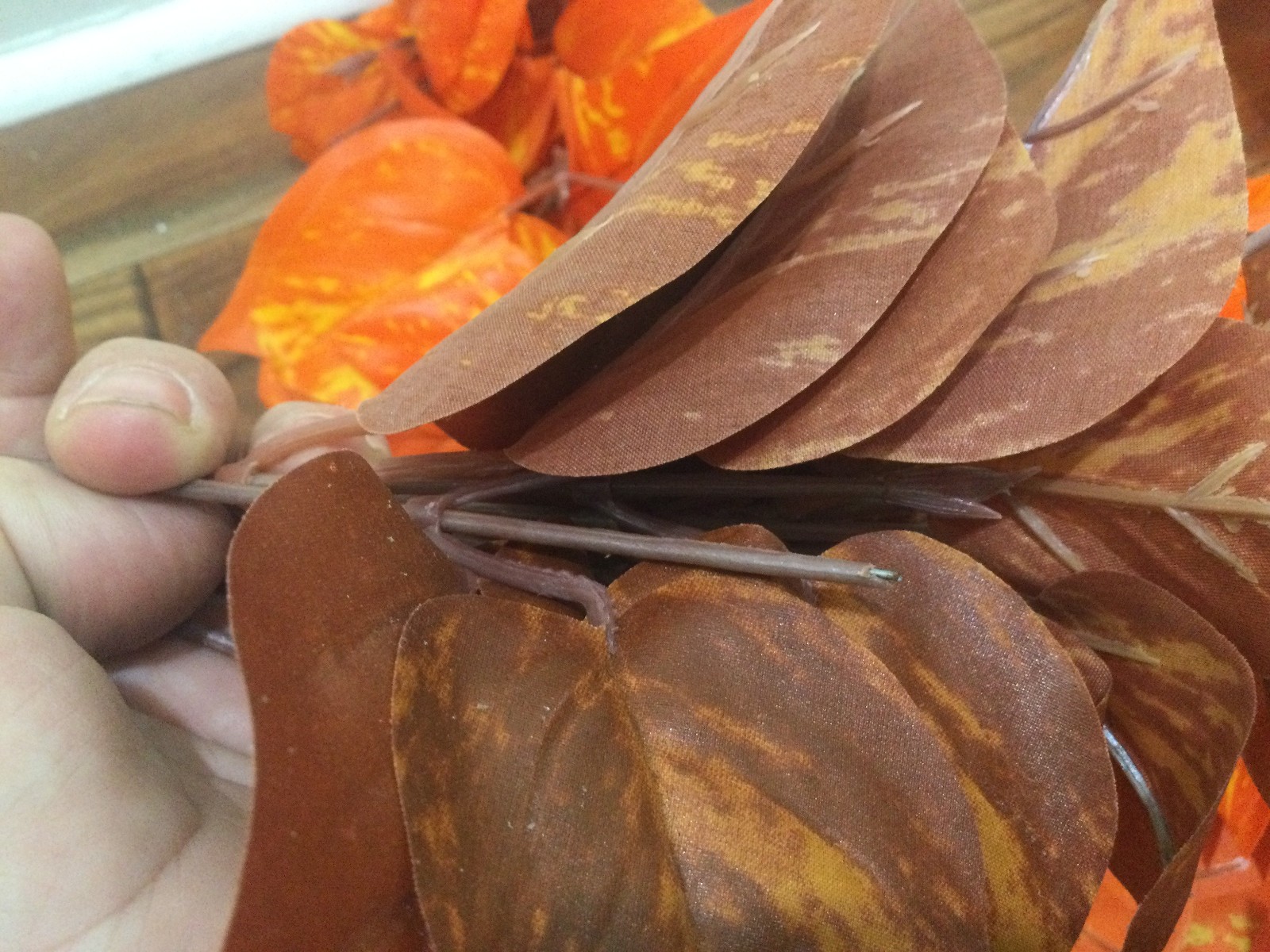 Vintage Artificial fall leaves orange brown 8 bushes Michaels READ