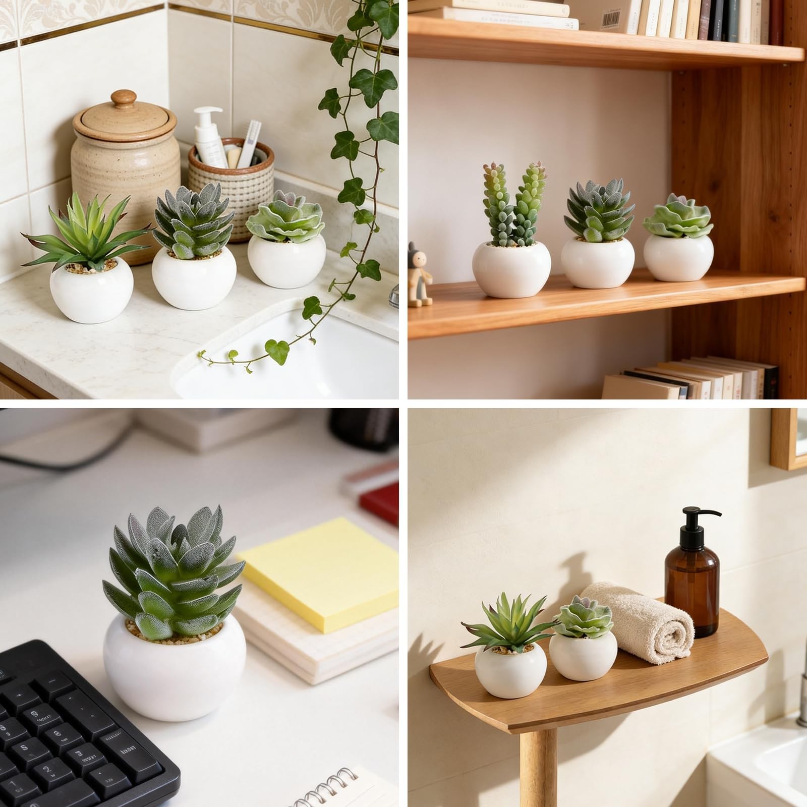6 Pcs Mini Artificial Succulents Plants in Ceramic Pots Small Fake Succulent …