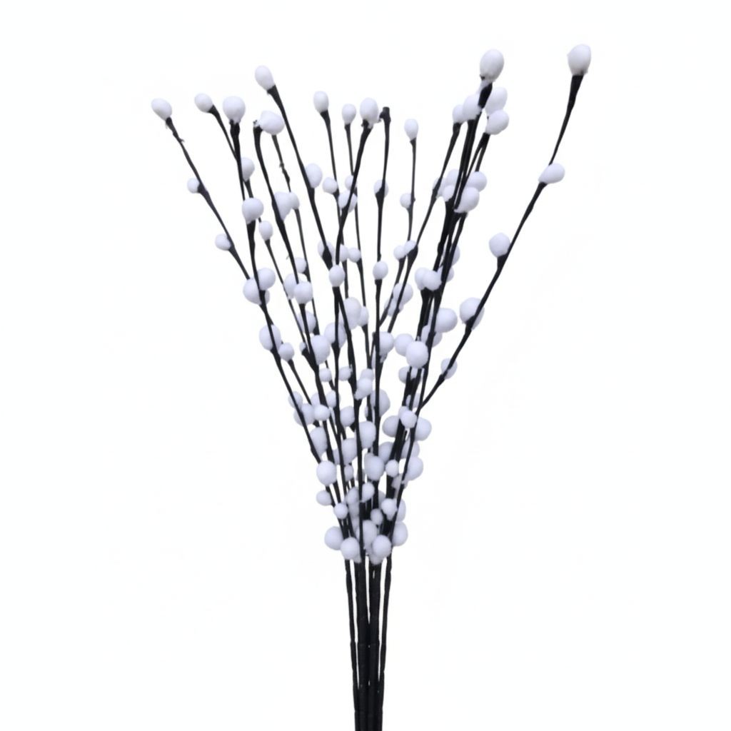 Artificial Pussy Willow Stems Black White Faux Branch Bundle Rustic Decor