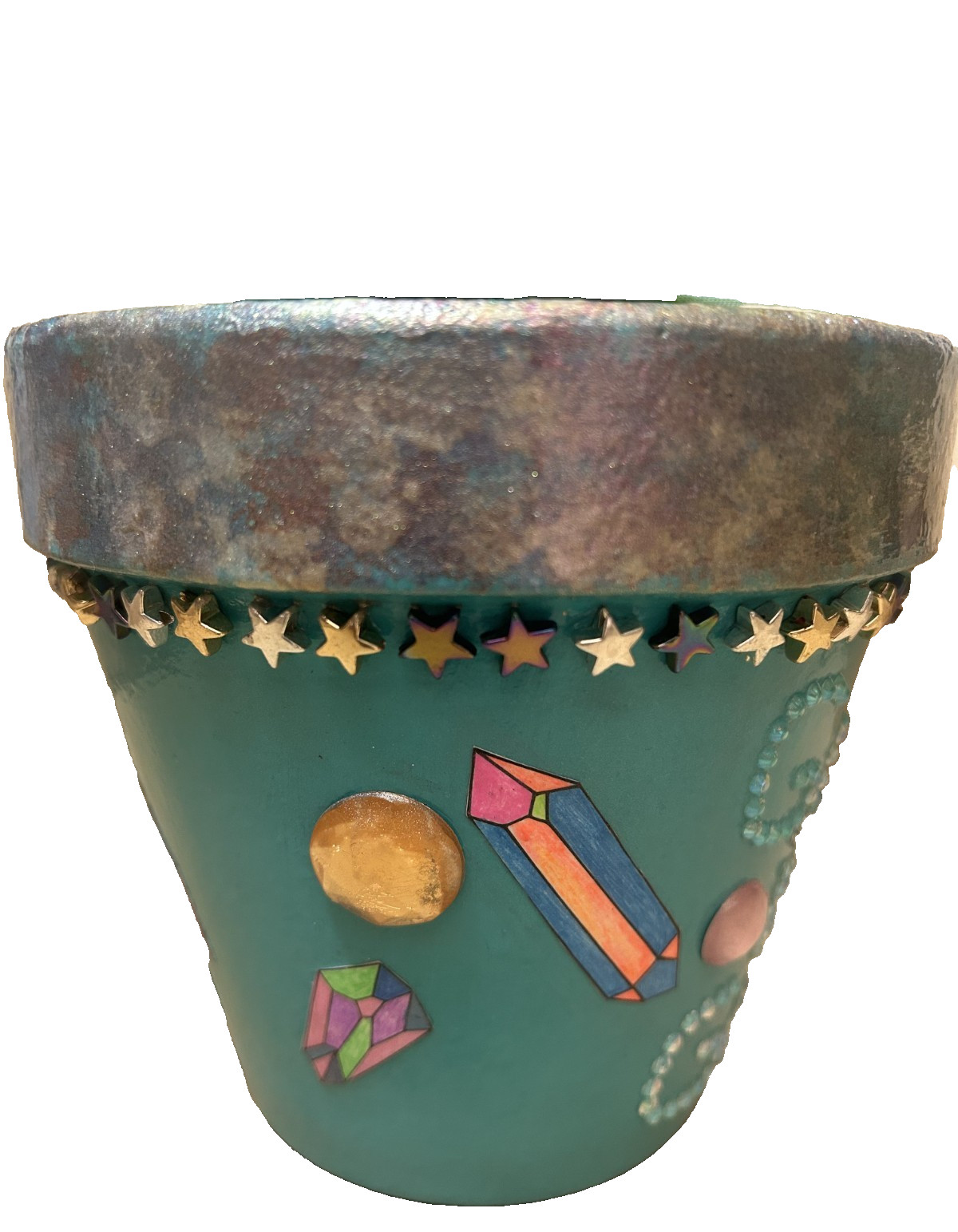 Flower pot “God is Good” blue/silver/ 1 of a kind handmade beautiful Flower pot