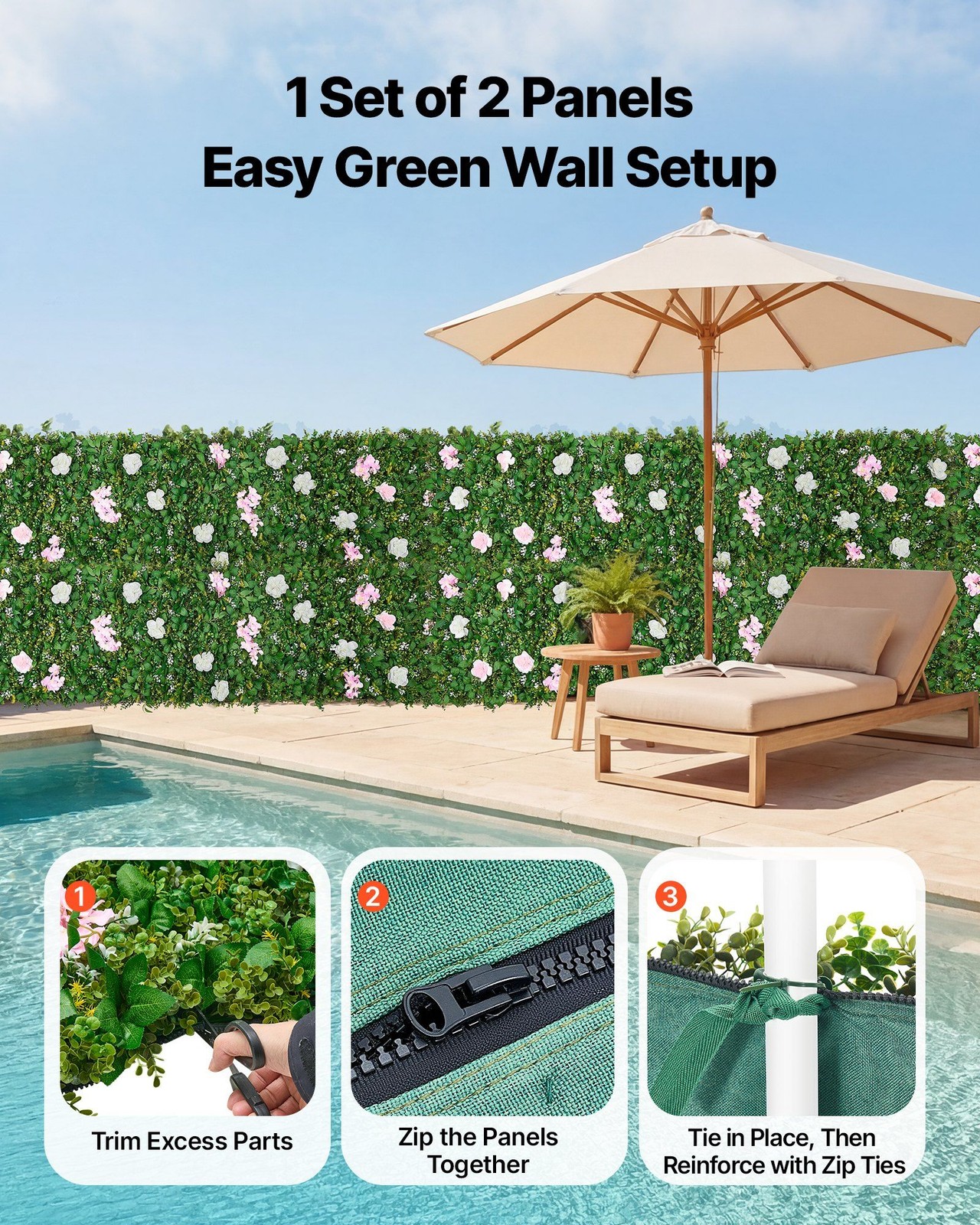 Artificial Boxwood Backdrop 2-Pack, 2x8ft Each, 3D Texture & Mesh Ventilation