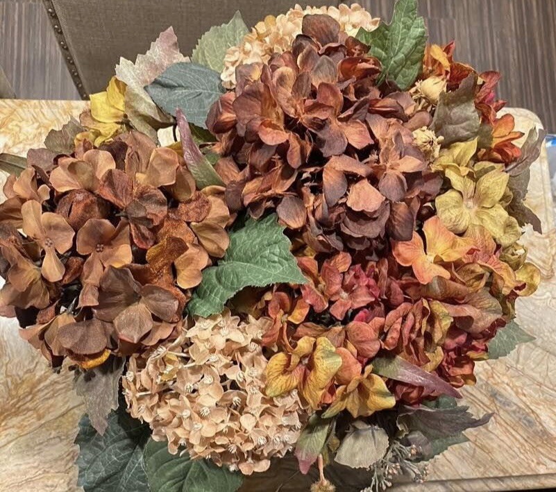 Hydrangea Arrangement Artificial Floral Centerpiece Earth Tones