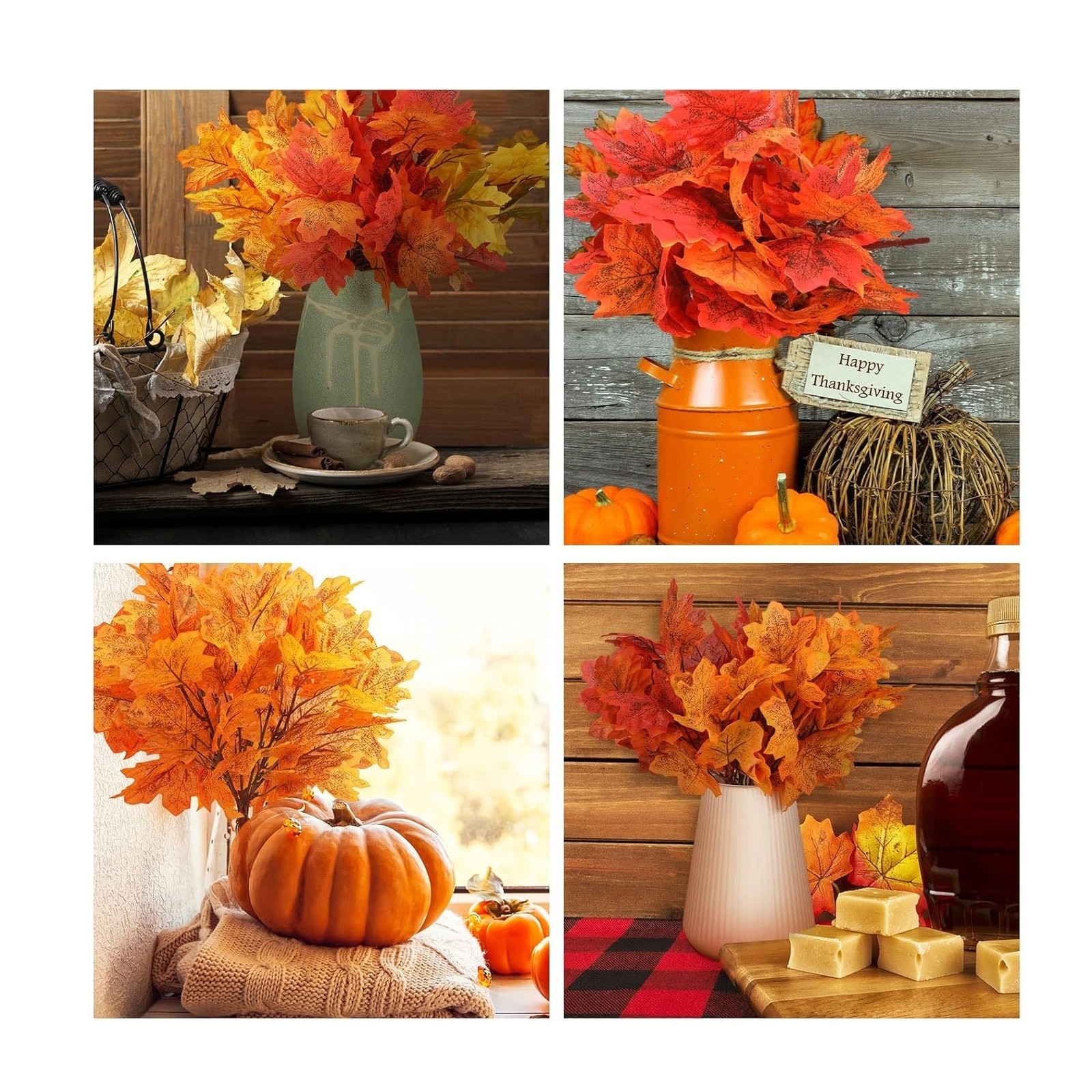 Set of 8 Artificial Maple Leaf Branches