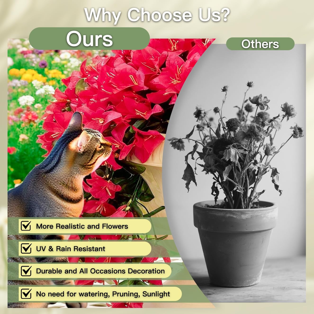Artificial Flowers for Outdoors Fake Red Bougainvillea Hanging Flower Decorat…