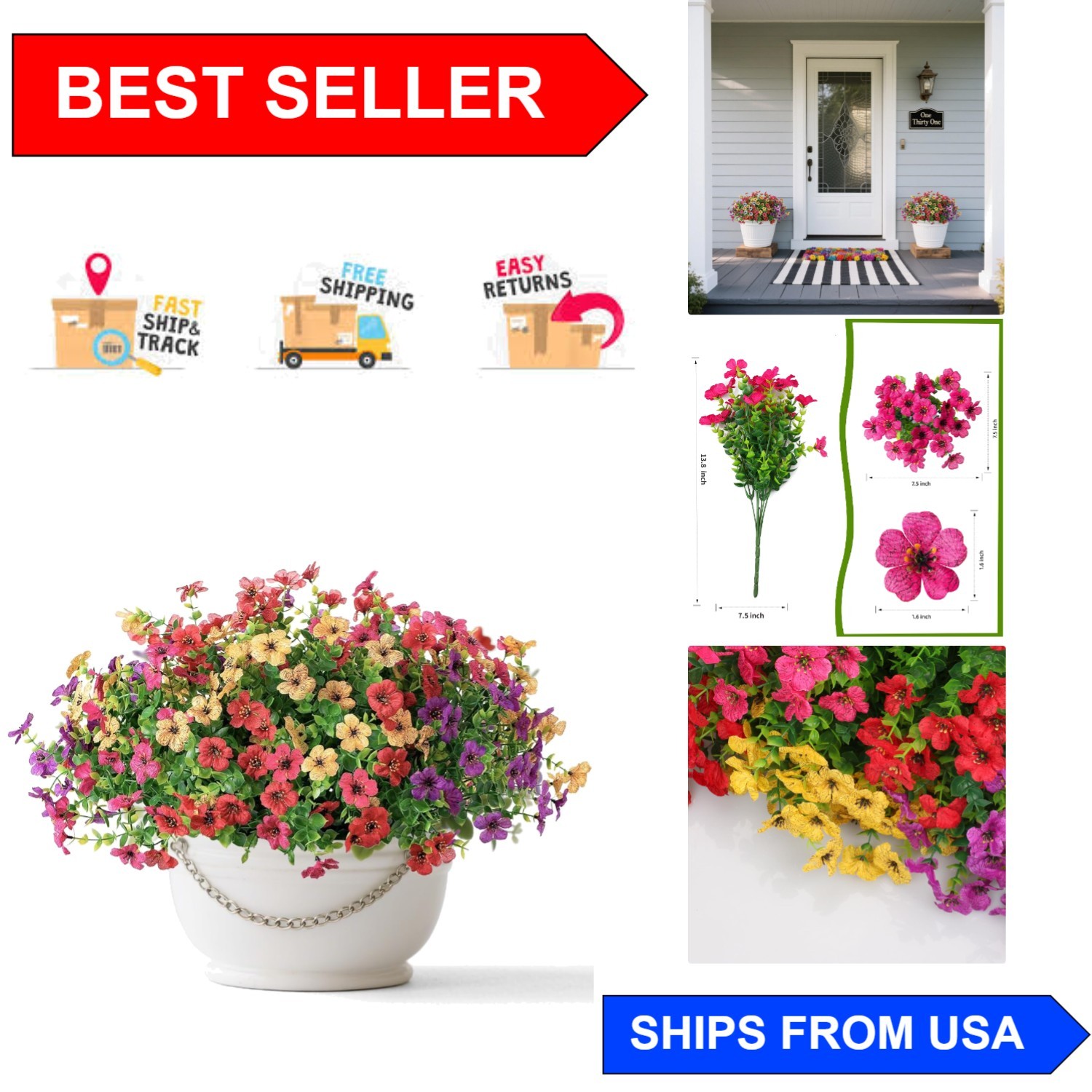 6 Pcs Faux Daisy and Eucalyptus Set – Perfect for Garden & Home Bouquets