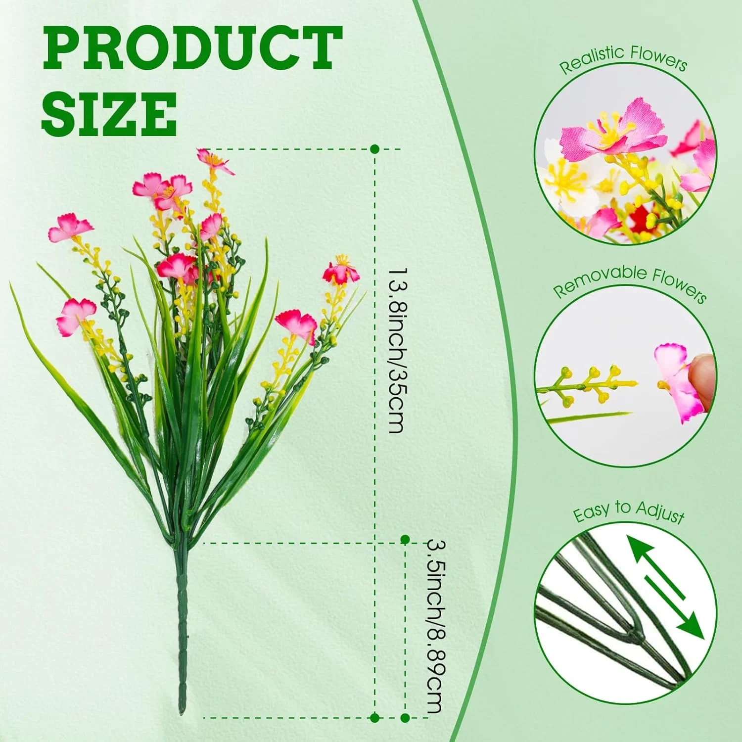 12 Bundles Artificial Outdoor Flowers Fake Silk Plants Spring Decoration Indoor
