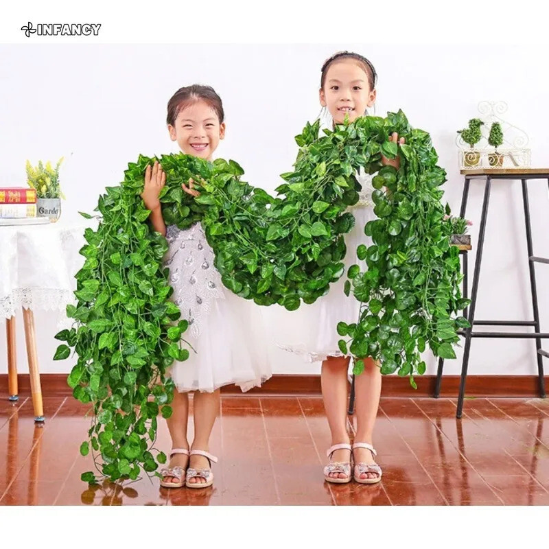 2.2M Artificial Hanging Vines – Green Silk Leaves for Home, Wedding, & Garden
