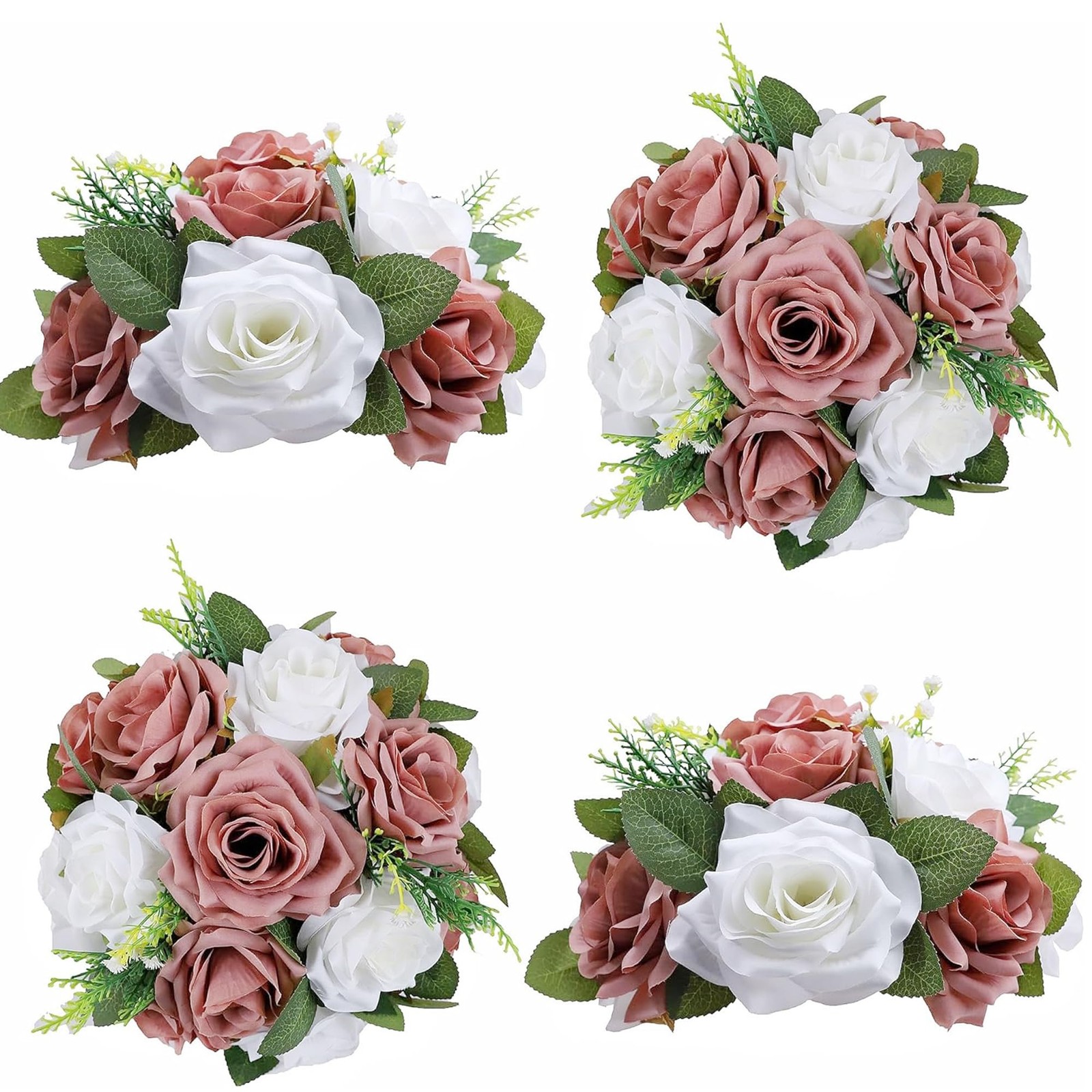 4 PCS Dusty Rose Artificial Flower Ball Table Centerpieces Silk Kissing Ball