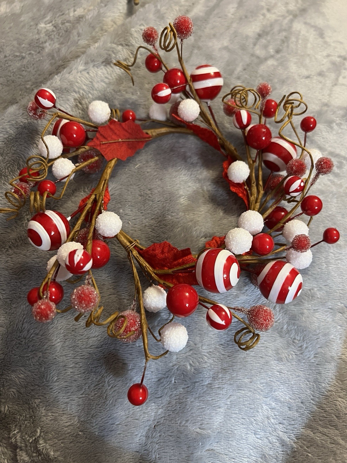 Christmas Floral Pick & Candle Ring Lot Rustic Berry Pinecone Greenery DIY