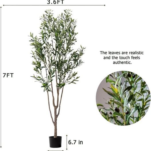 7FT Artificial Olive Tree Tall Faux Silk Plant Tall Faux Olive Tree